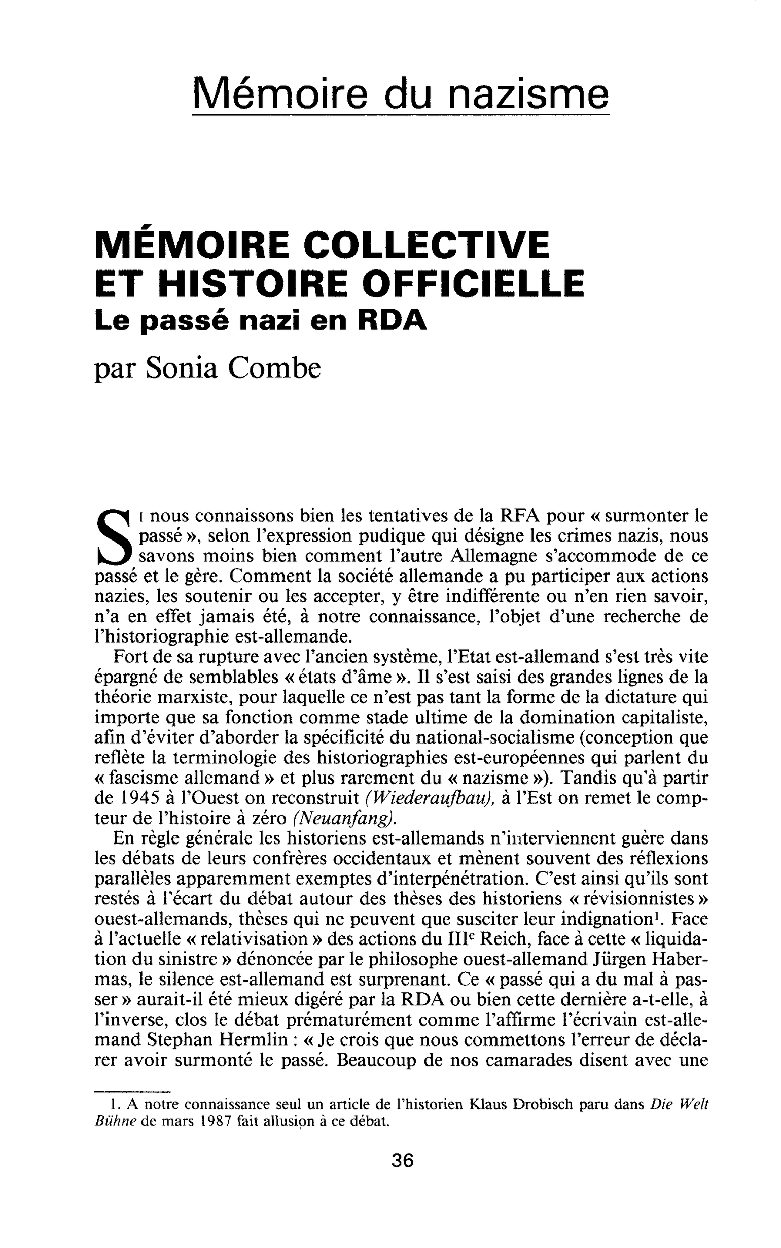 Mémoire collective et Histoire officielle