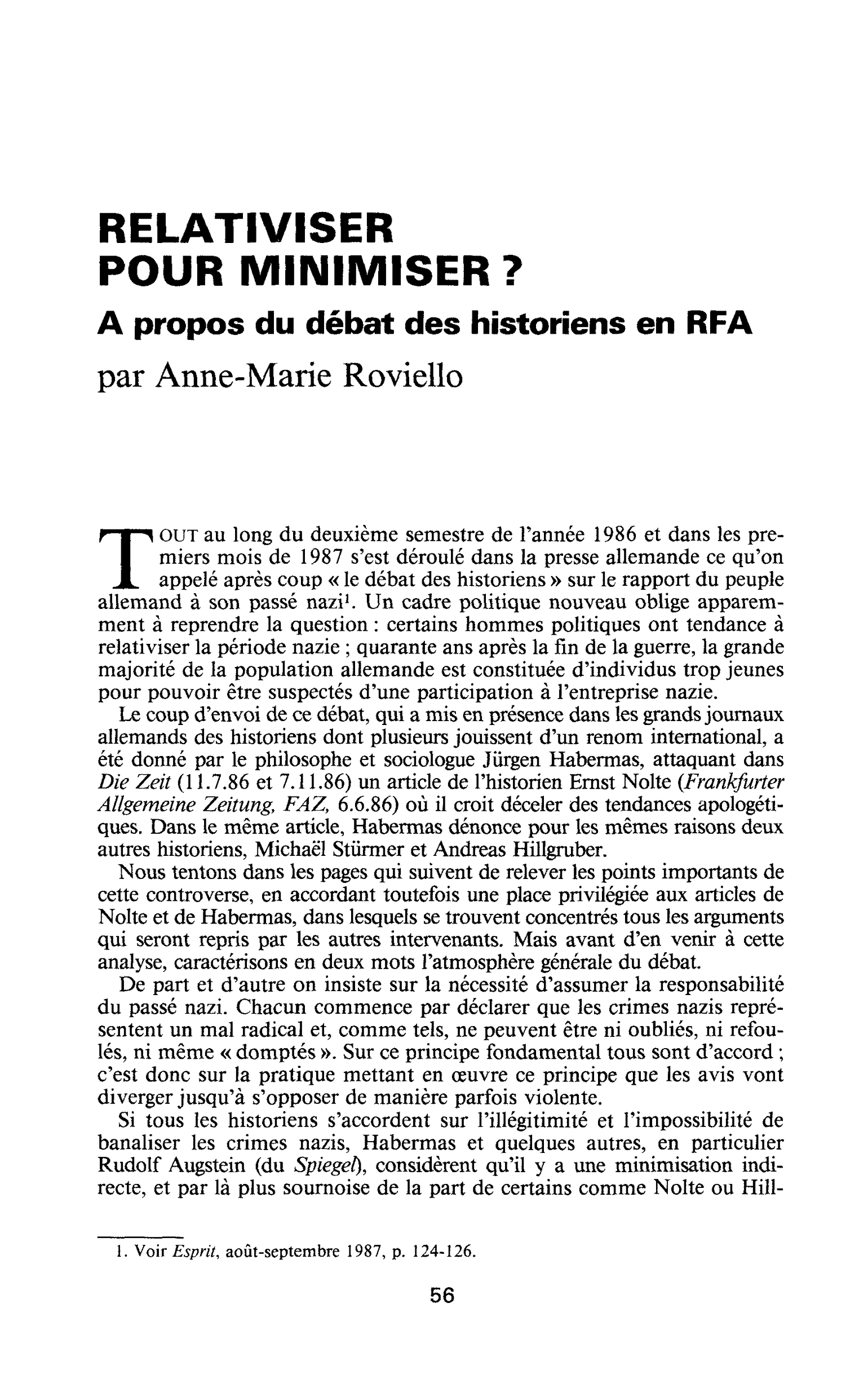 Relativiser pour minimiser ?