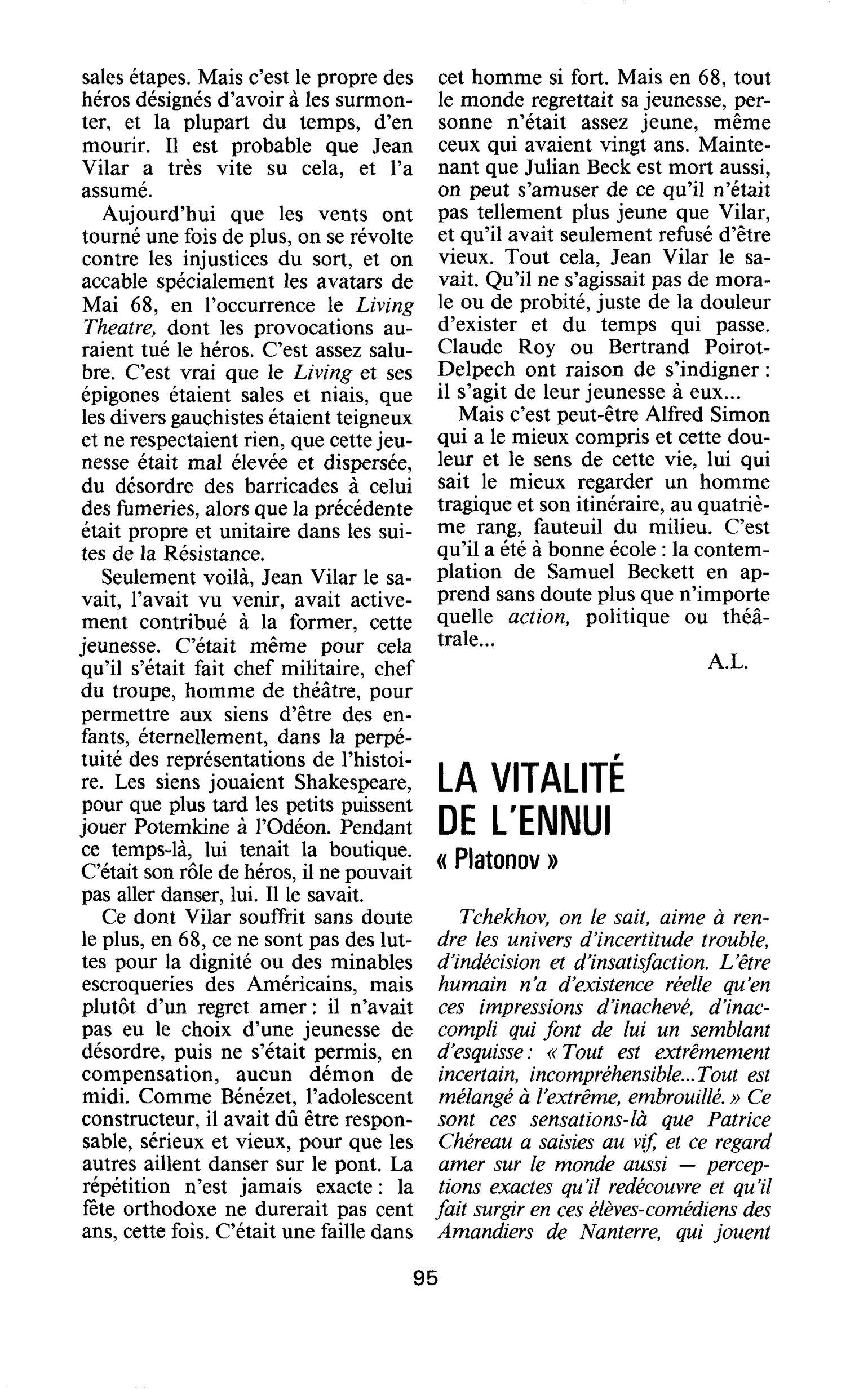 La vitalité de l’ennui