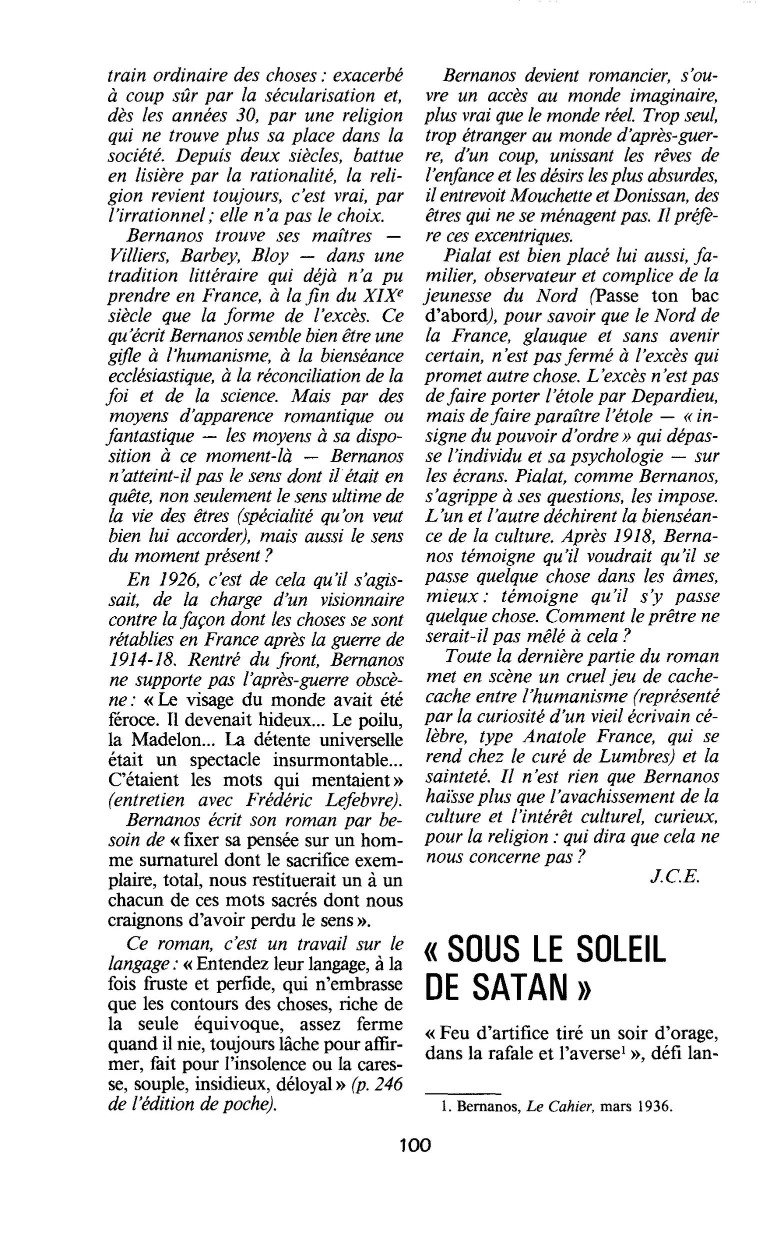 « Sous le soleil de Satan »