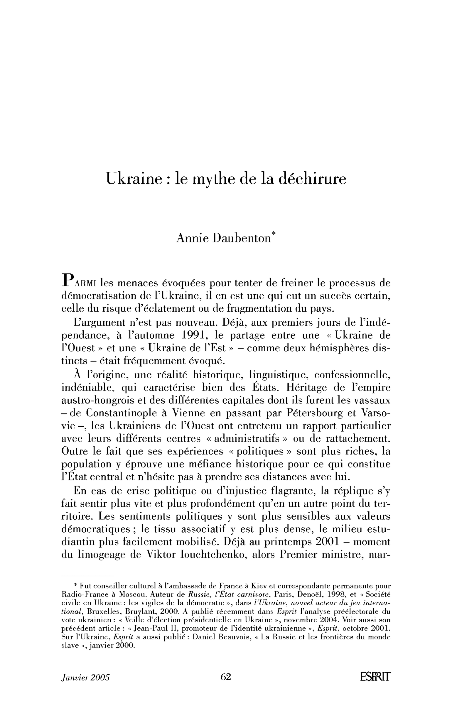 Ukraine : le mythe de la déchirure