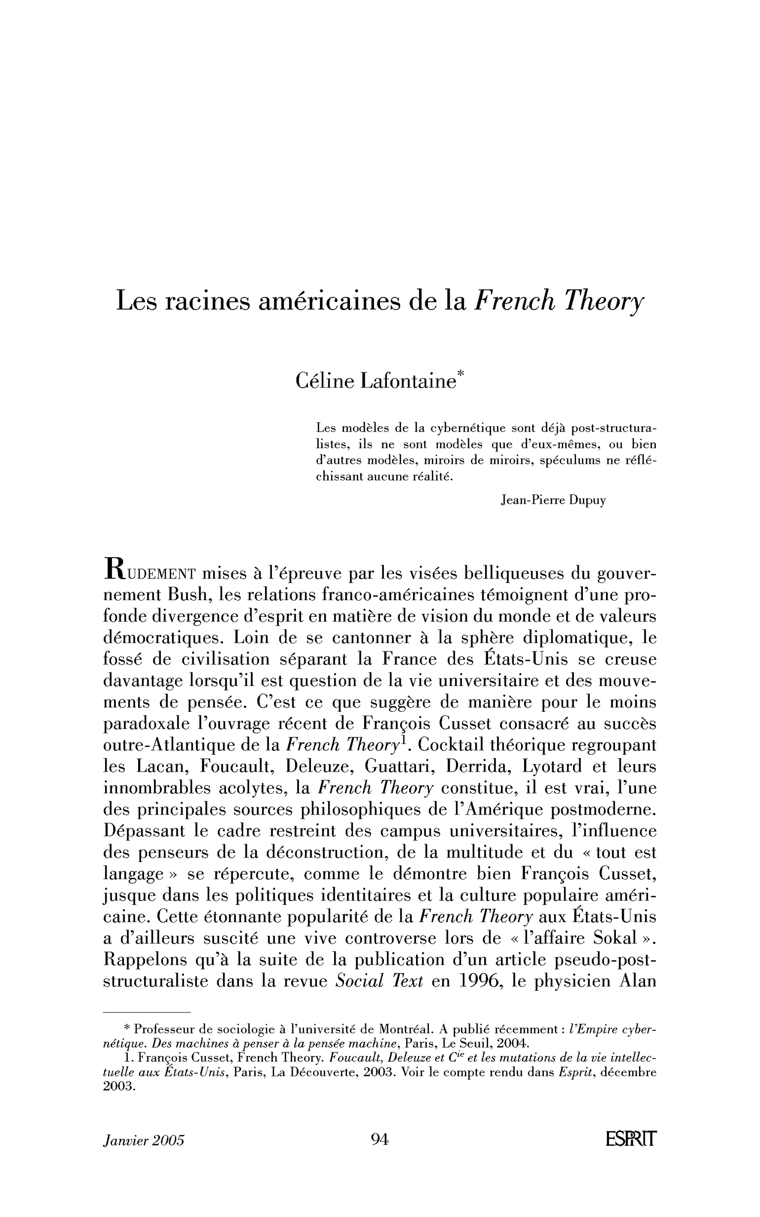 Les racines américaines de la French Theory