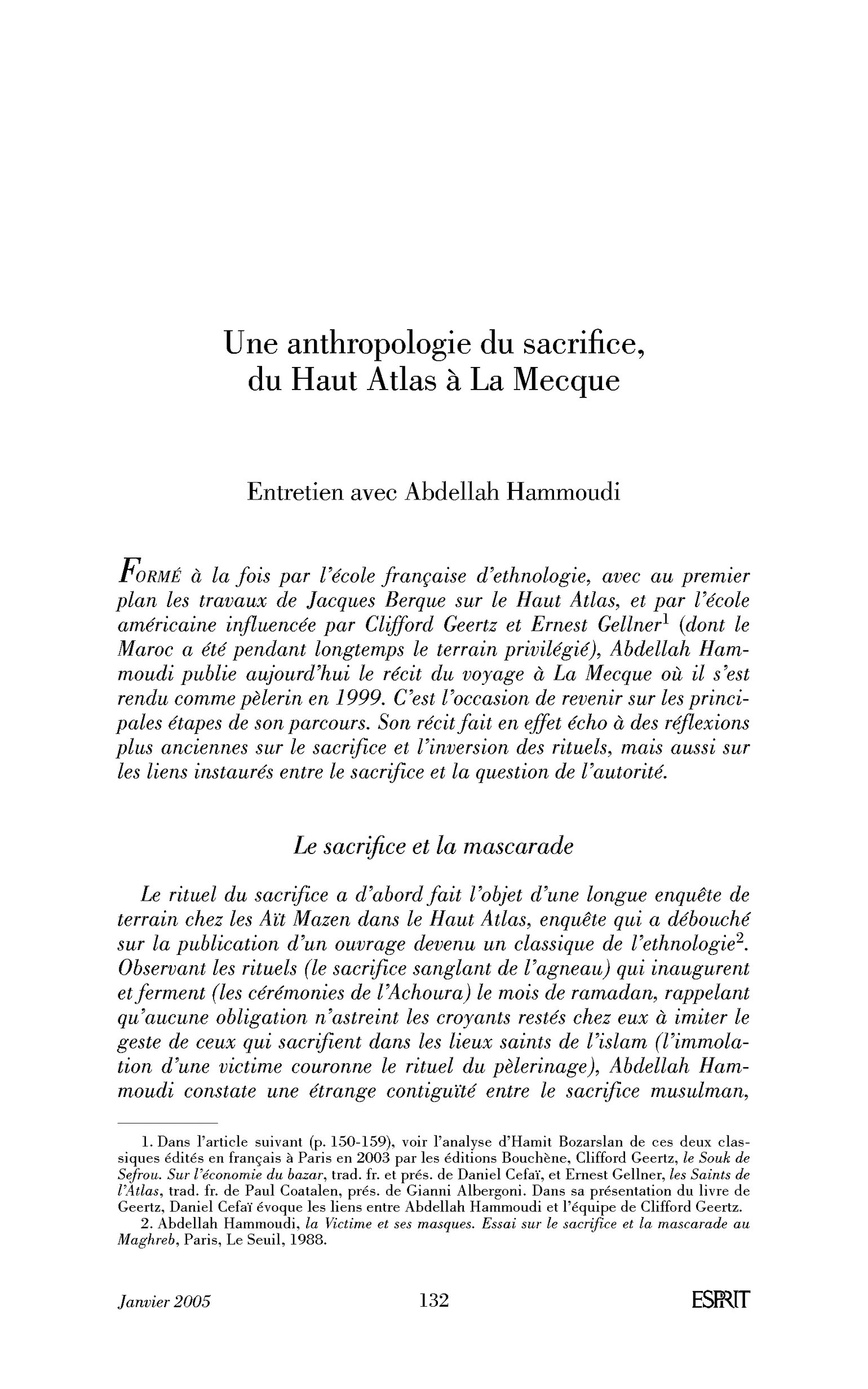 Une anthropologie du sacrifice, du Haut Atlas à La Mecque. (Entretien)