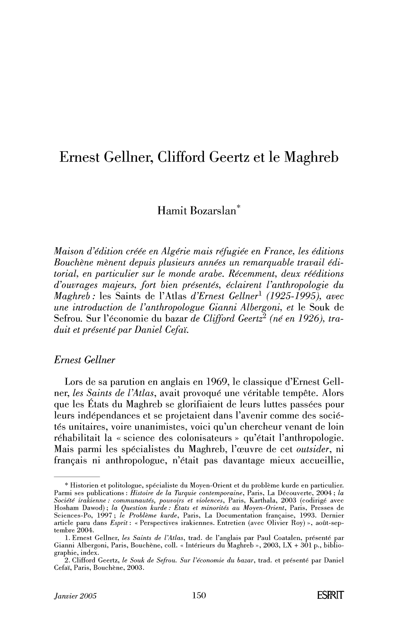 Ernest Gellner, Clifford Geertz et le Maghreb