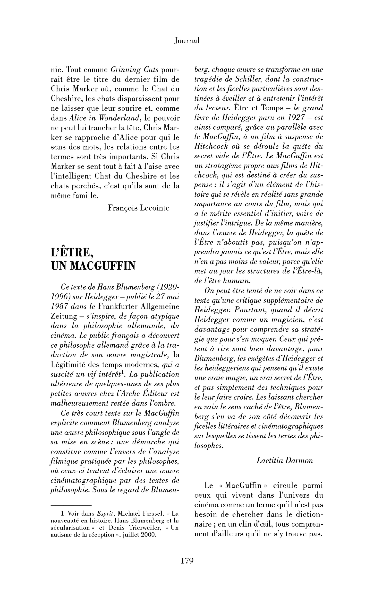 L’Être, un MacGuffin