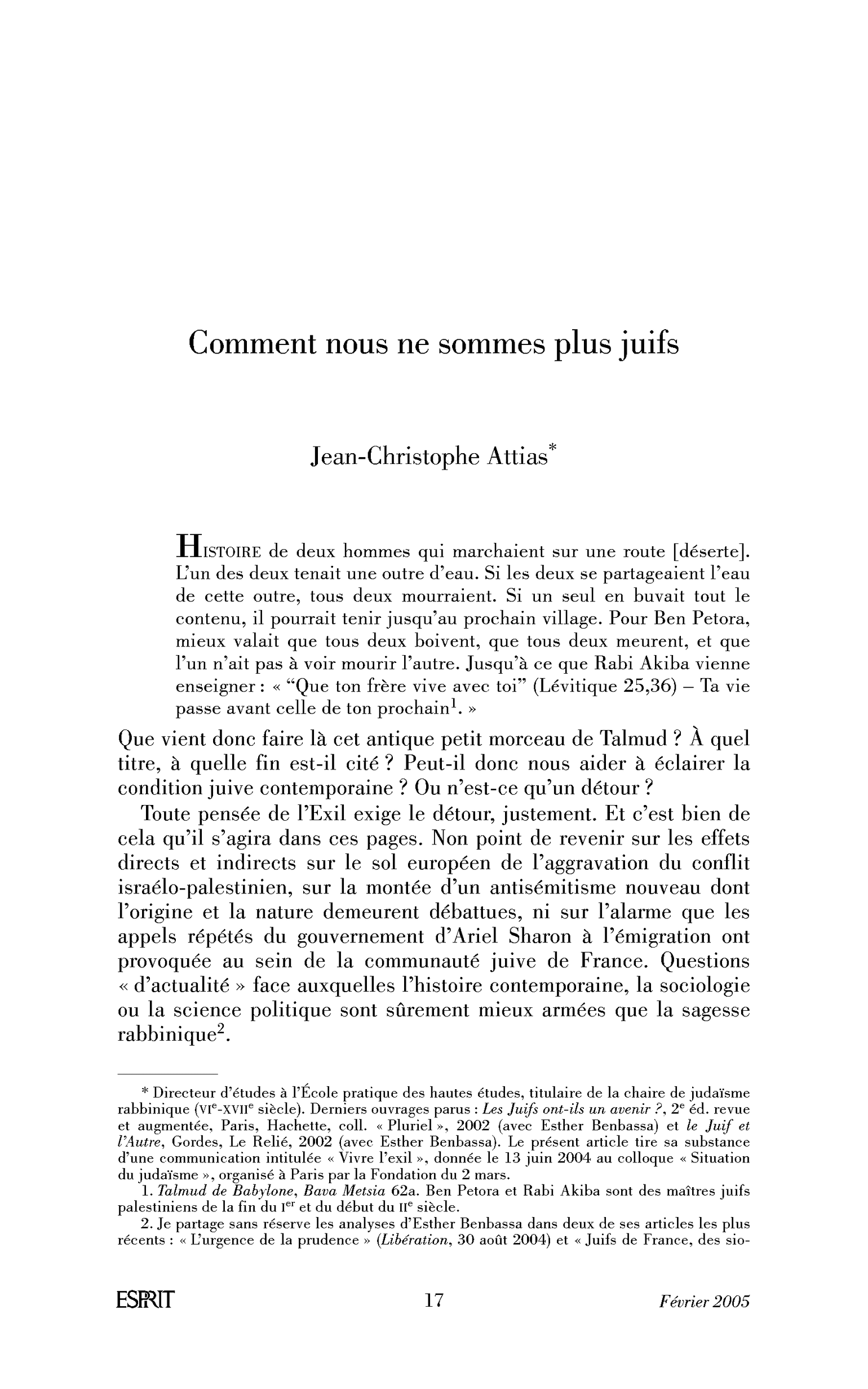Comment nous ne sommes plus juifs