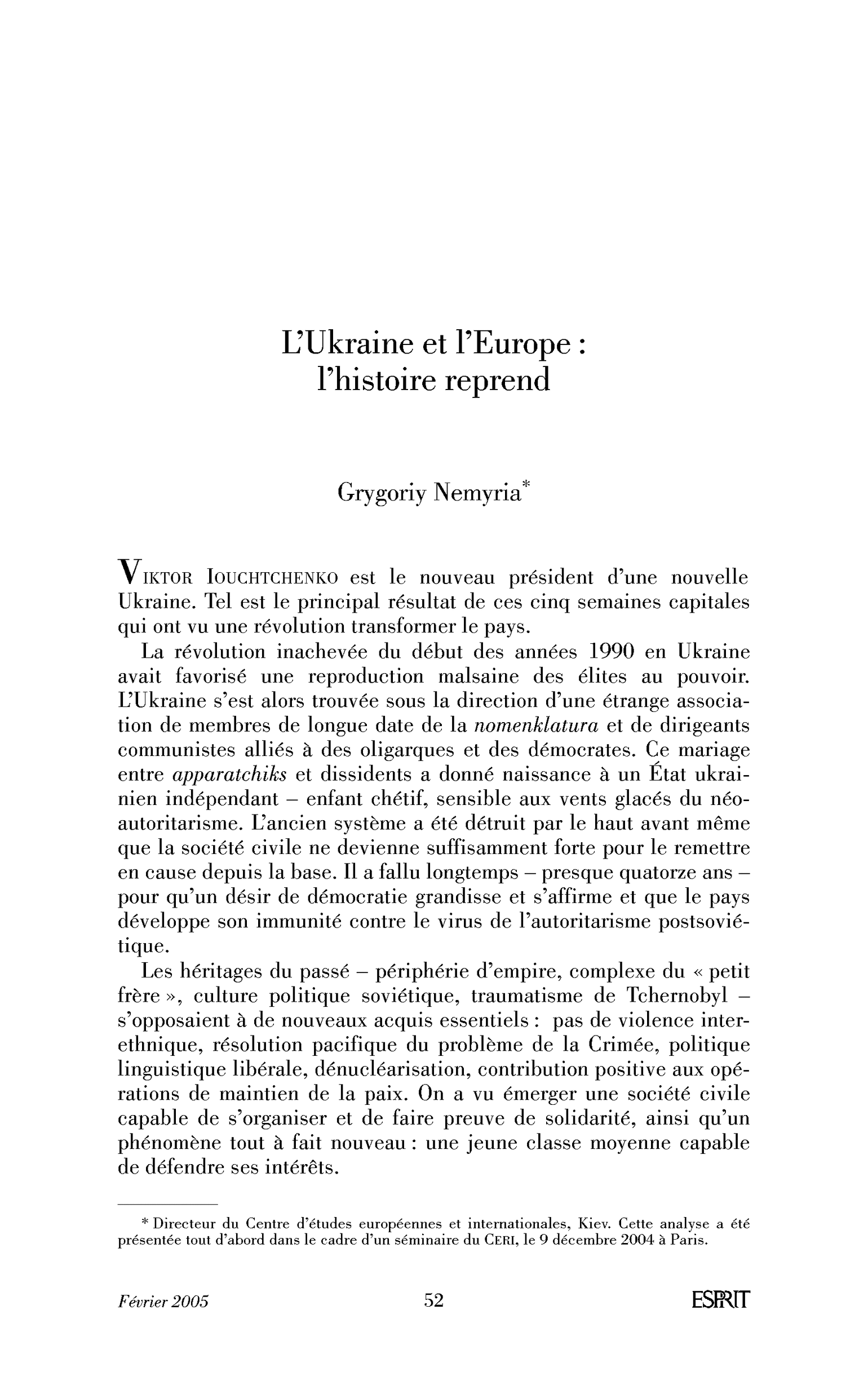 L’Ukraine et l’Europe : l’histoire reprend