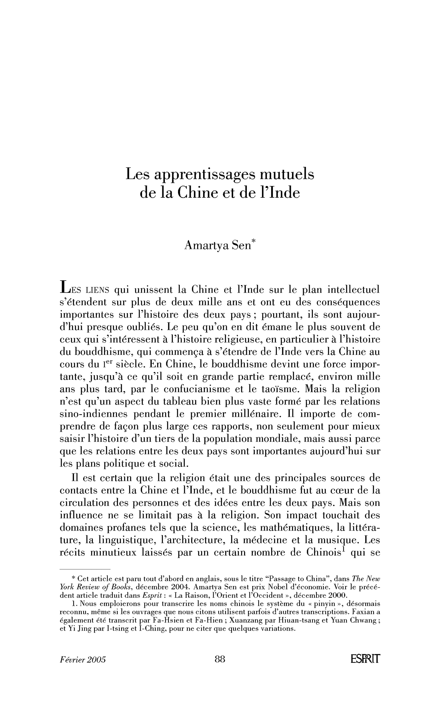 Les apprentissages mutuels de la Chine et de l’Inde