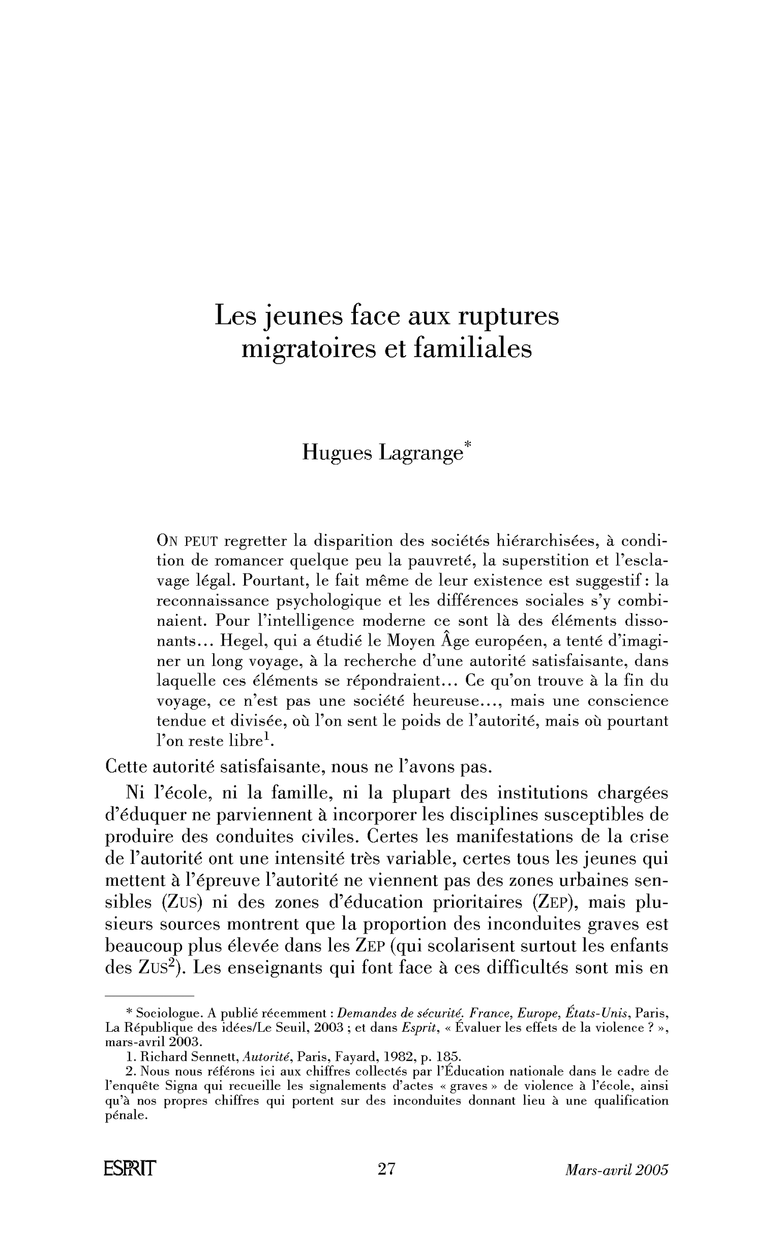 Les jeunes face aux ruptures migratoires et familiales