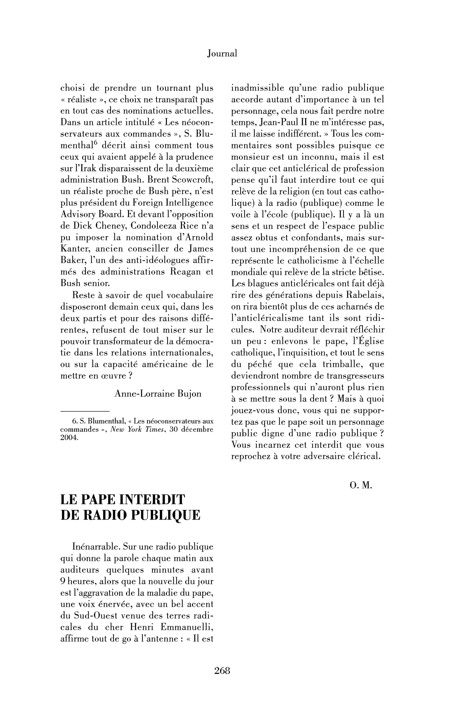 Le pape interdit de radio publique