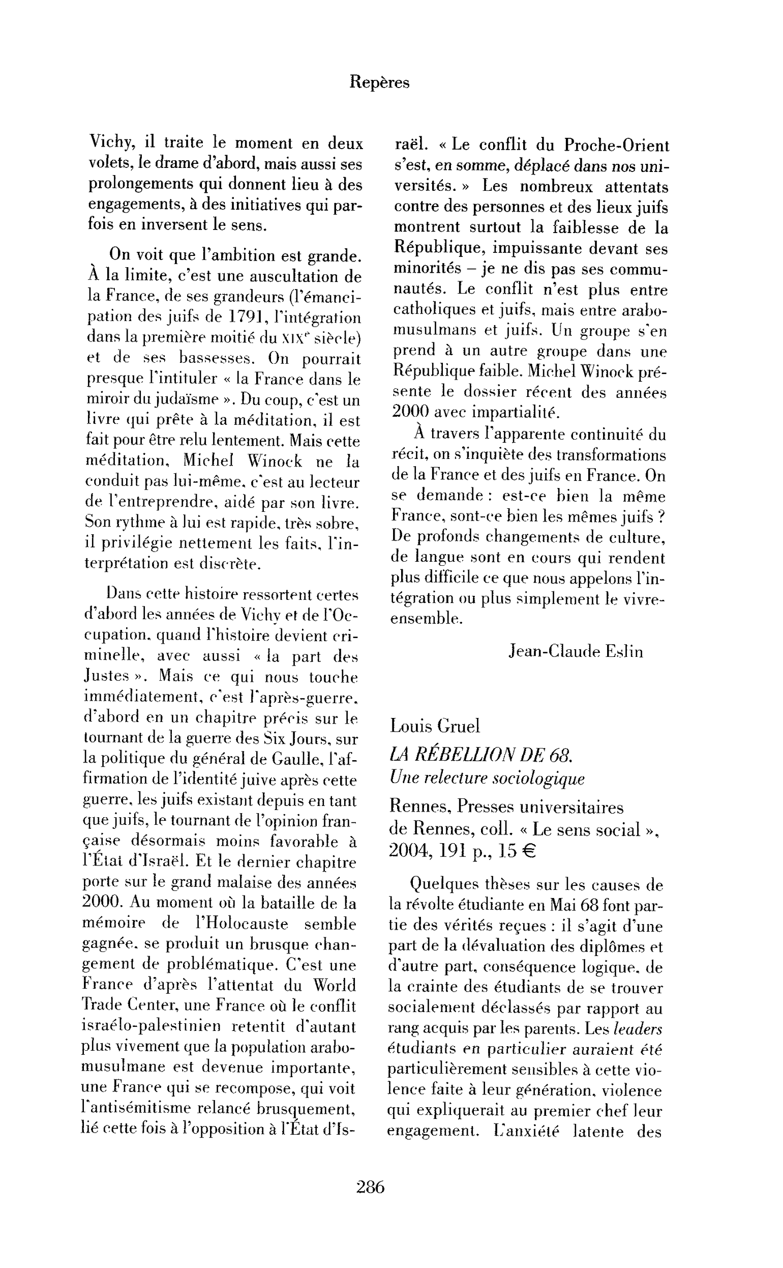 Louis Gruel: la Rébellion de 68. Une relecture sociologique