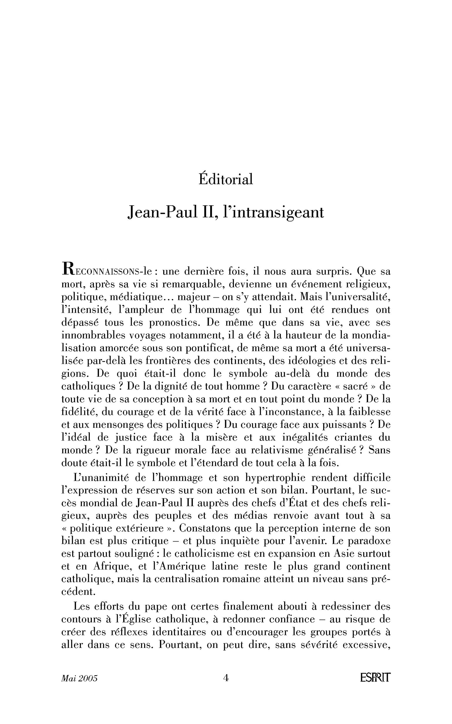 Jean-Paul II, l’intransigeant