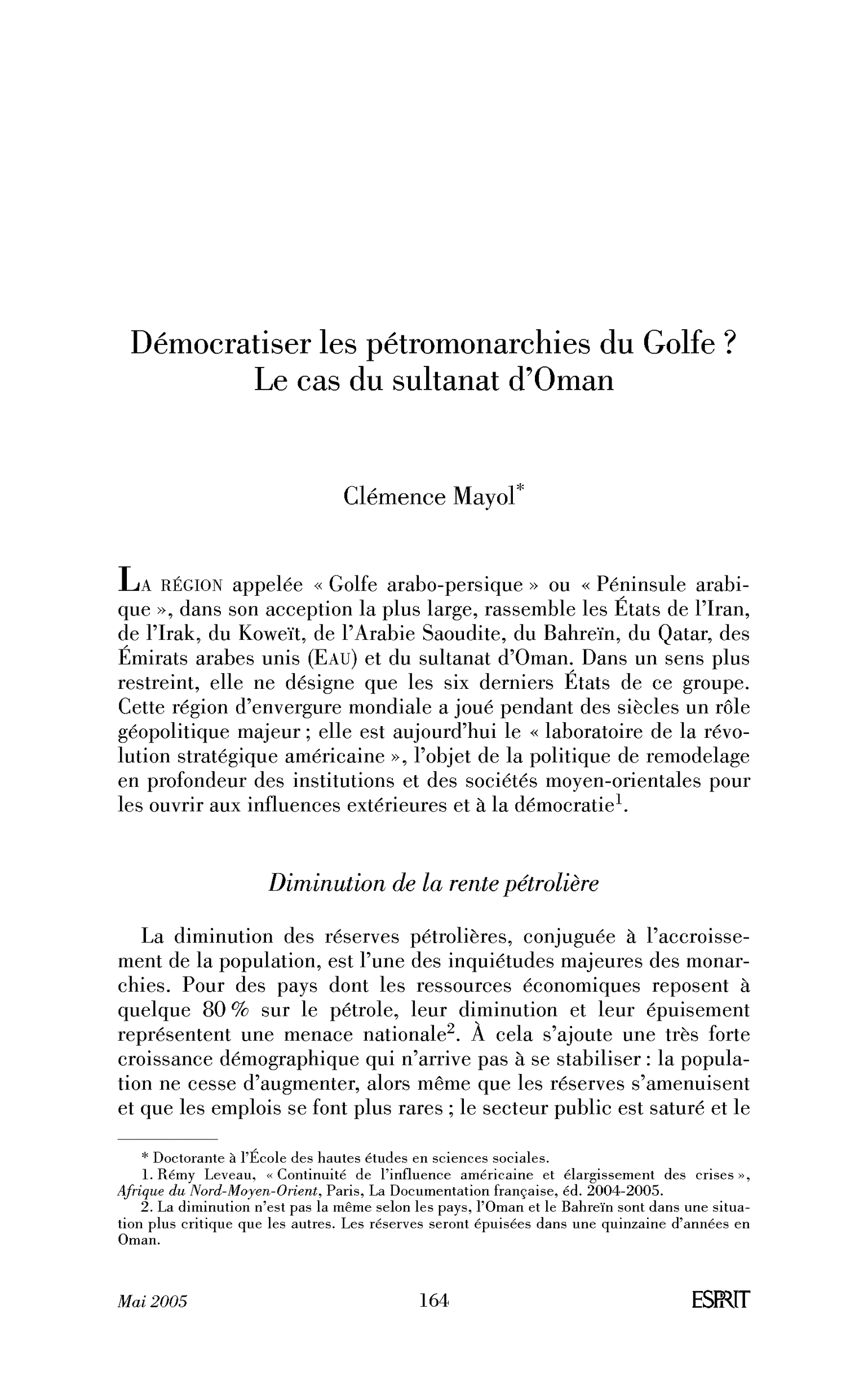 Démocratiser les pétromonarchies du Golfe? Le cas du sultanat d’Oman