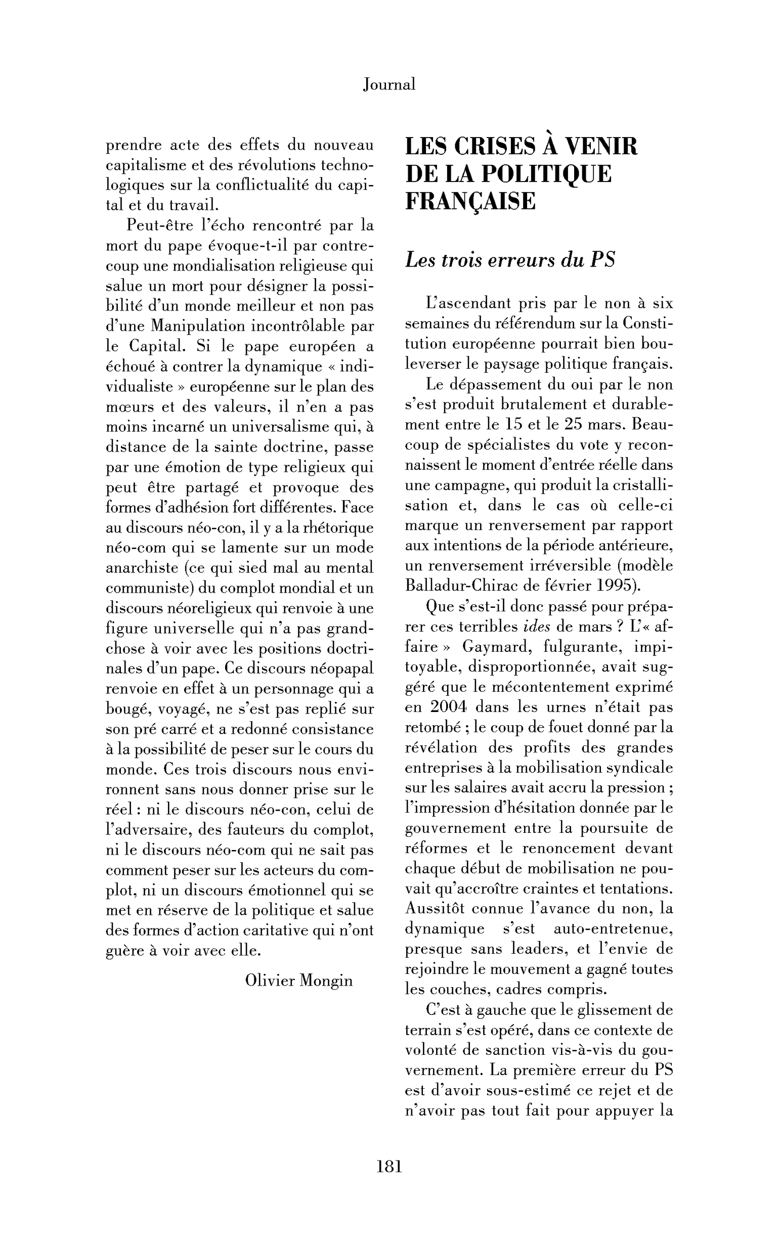 Les crises à venir de la politique française