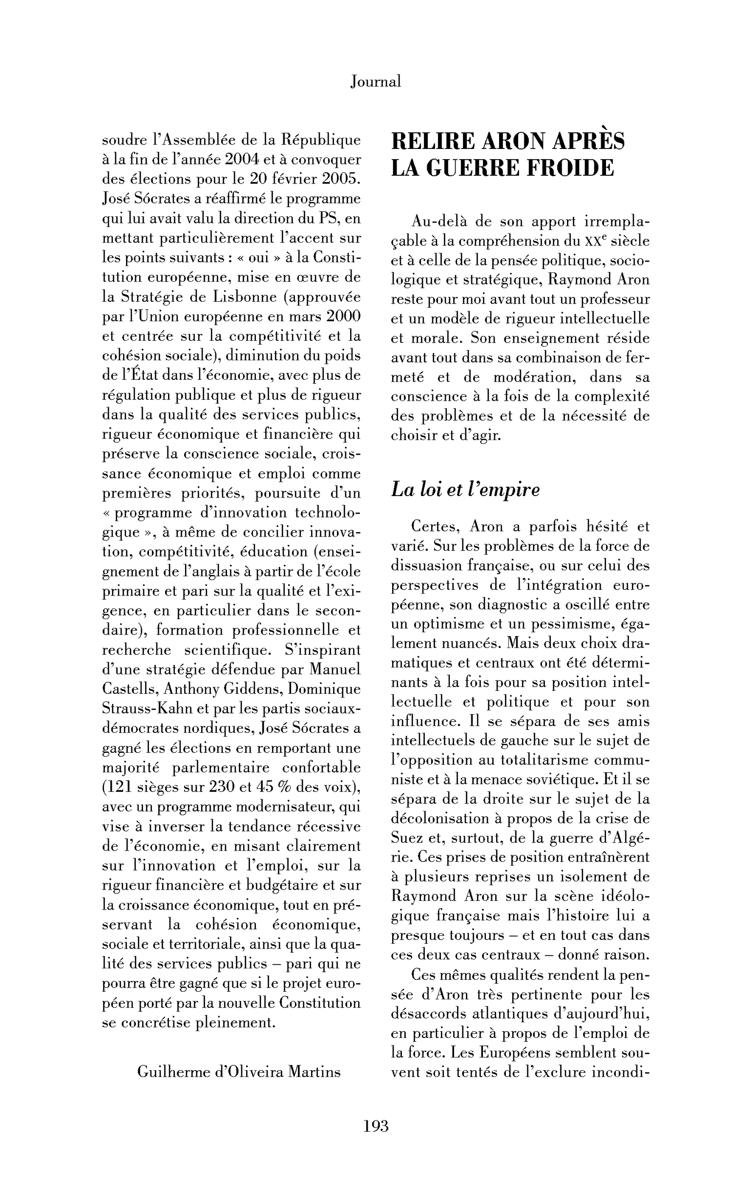 Relire Aron après la guerre froide