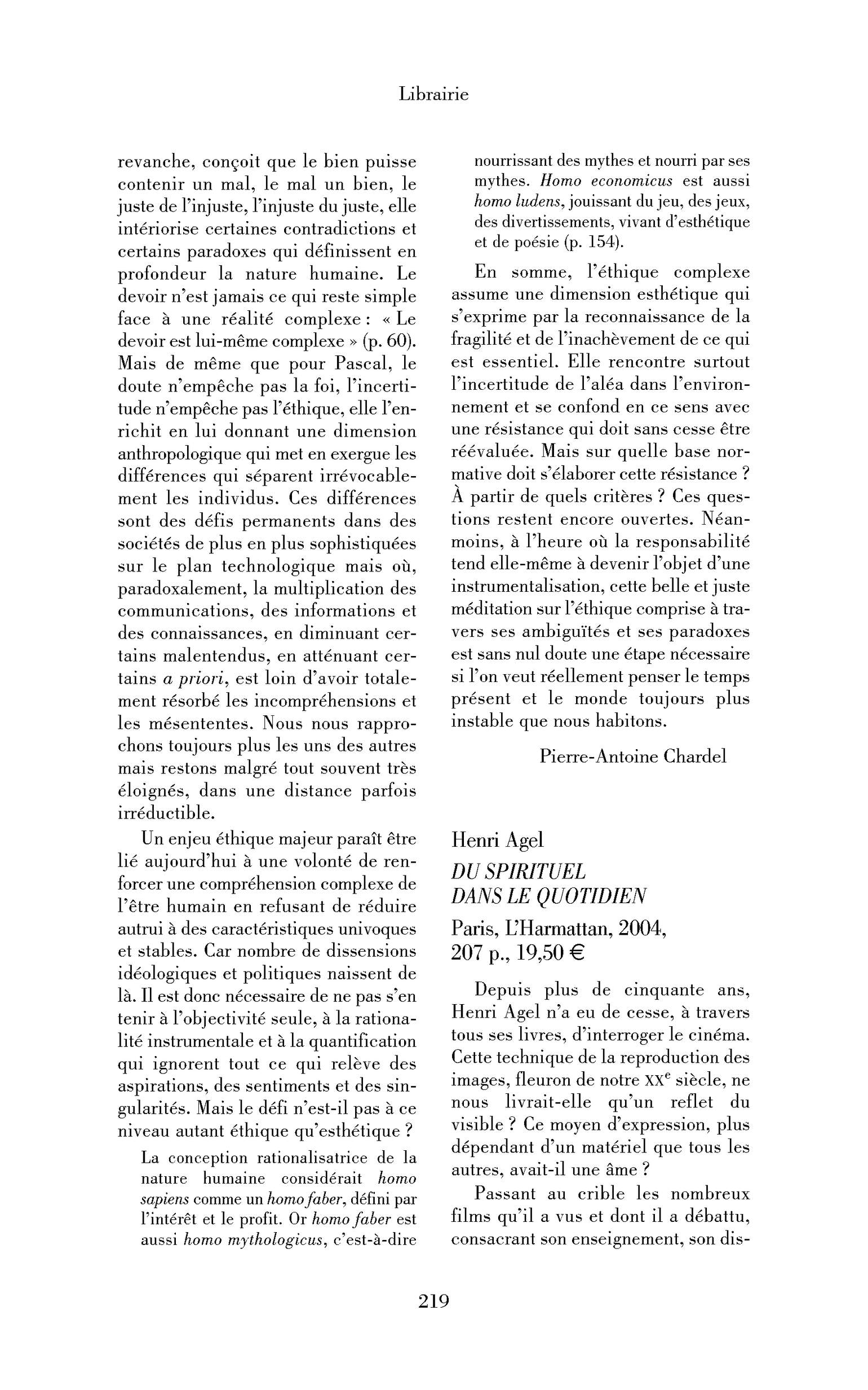 Henri Agel: Du spirituel dans le quotidien