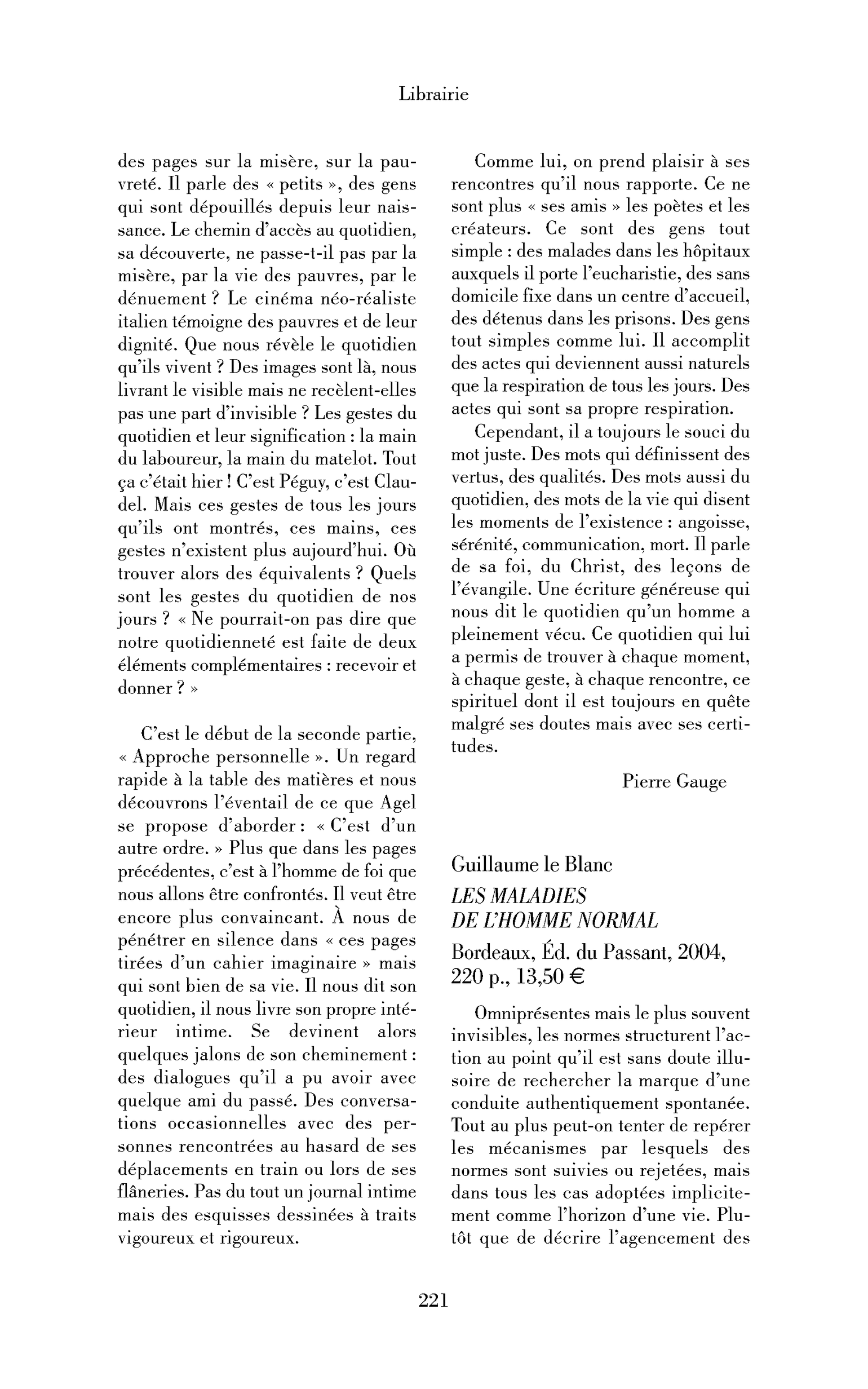 Guillaume le Blanc: les Maladie de l’homme normal