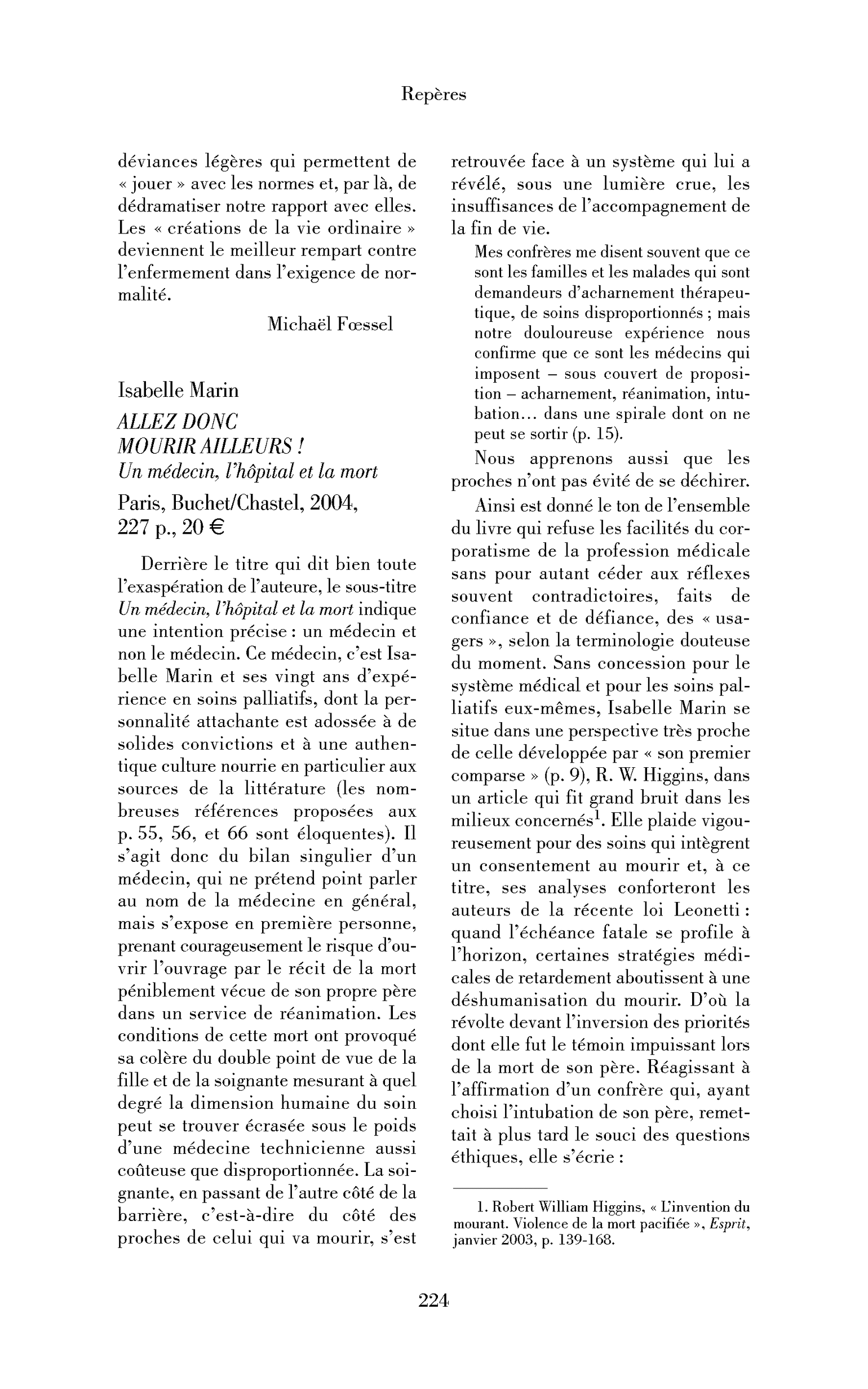 Isabelle Marin: Allez donc mourir ailleurs! Un médecin, l’hôpital et la mort