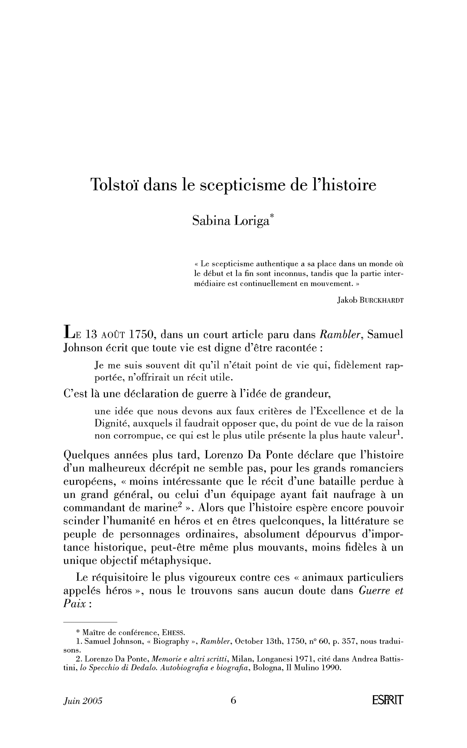 Tolstoï dans le scepticisme de l’histoire
