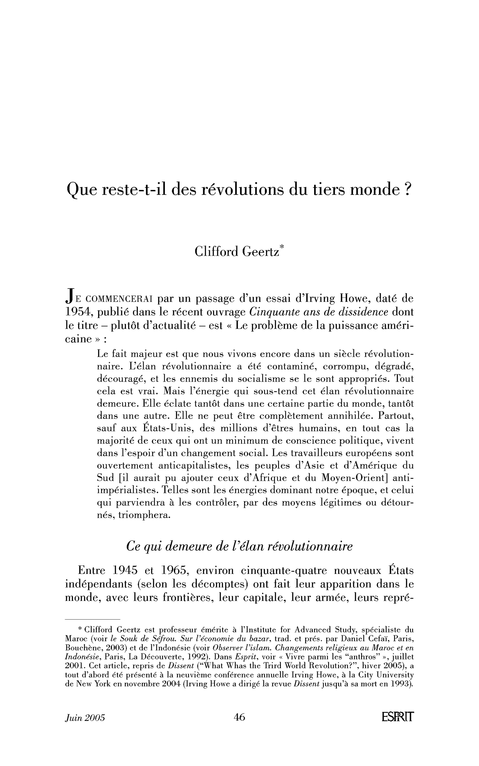 Que reste-t-il des révolutions du tiers monde ?