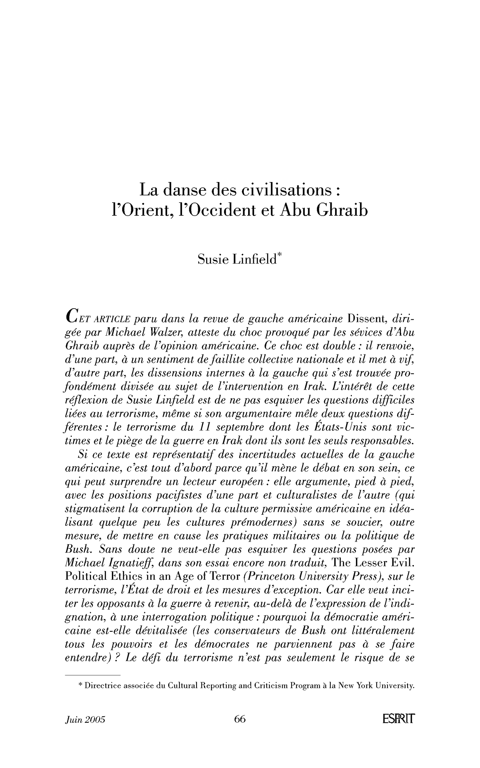 La danse des civilisations: l’Orient, l’Occident et Abu Ghraib