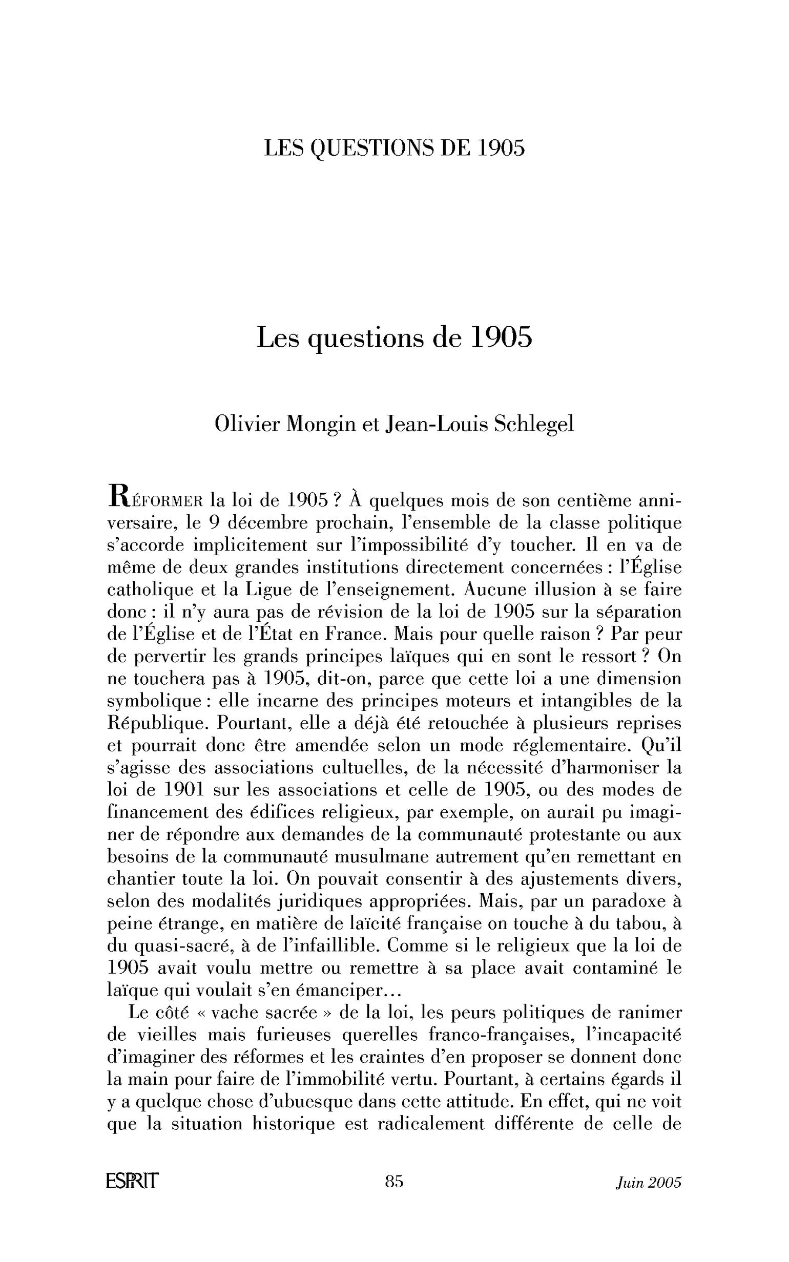 Les questions de 1905