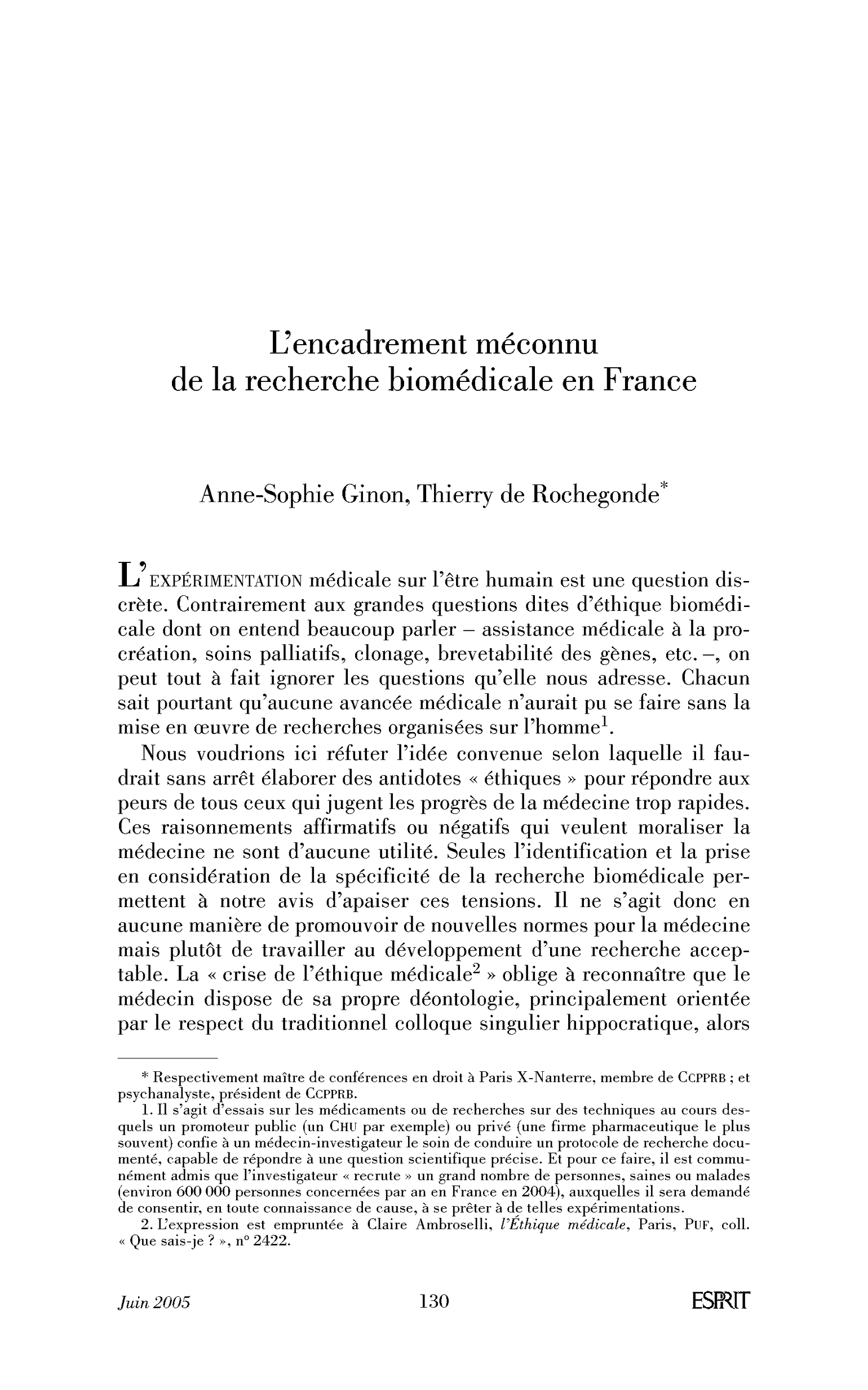L’encadrement méconnu de la recherche biomédicale en France