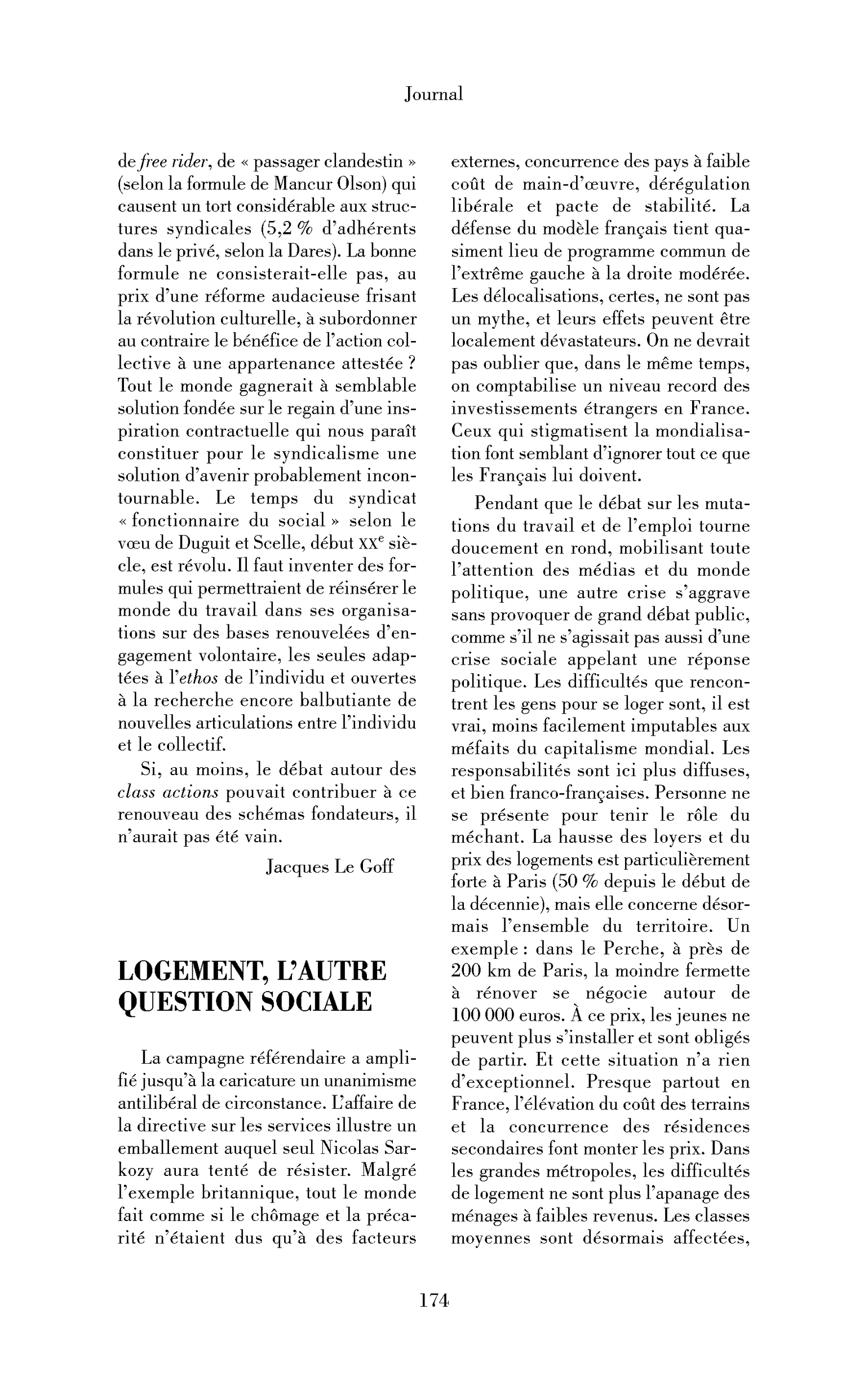 Logement, l’autre question sociale
