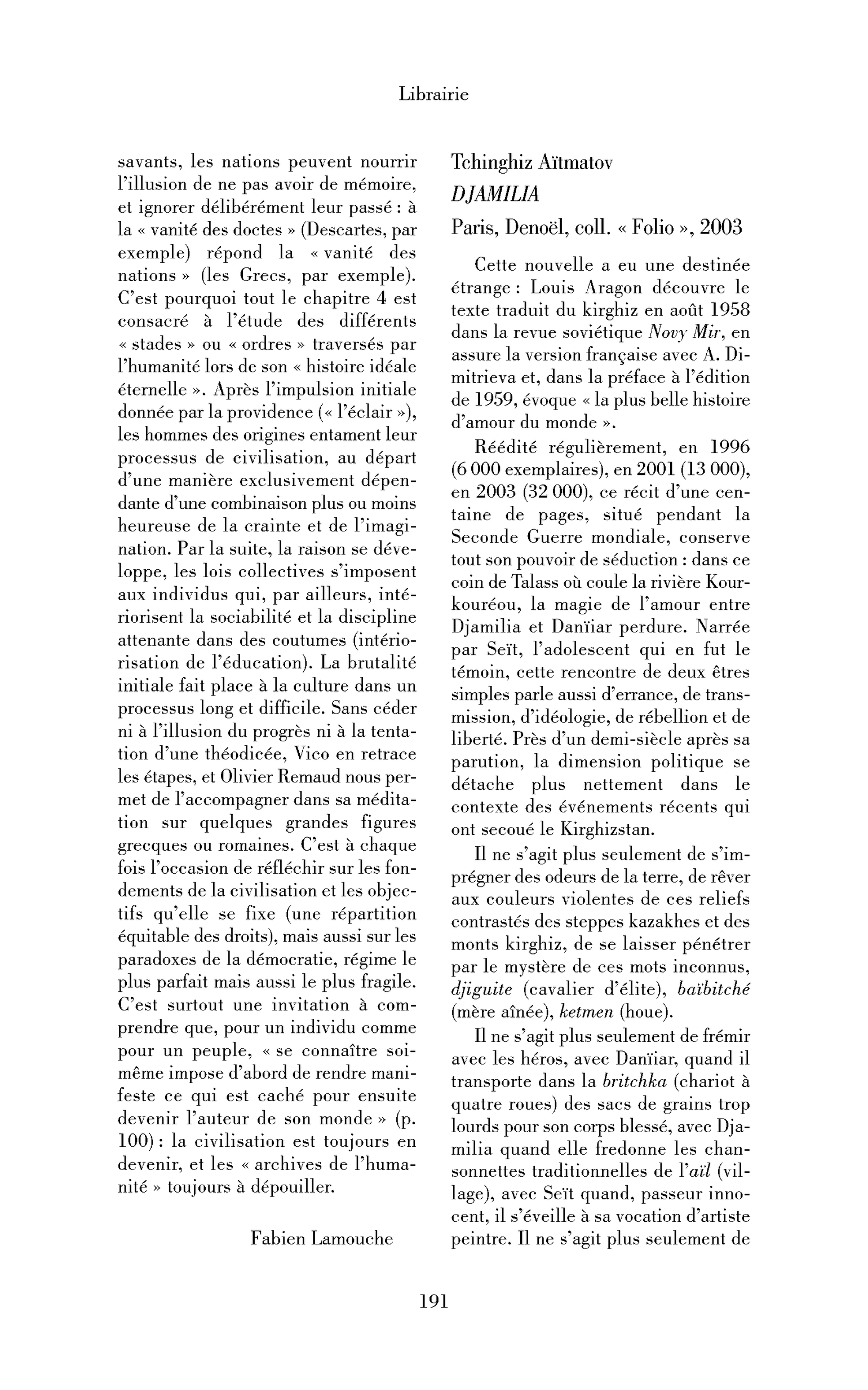 Tchinghiz Aïtmatov: Djamilia