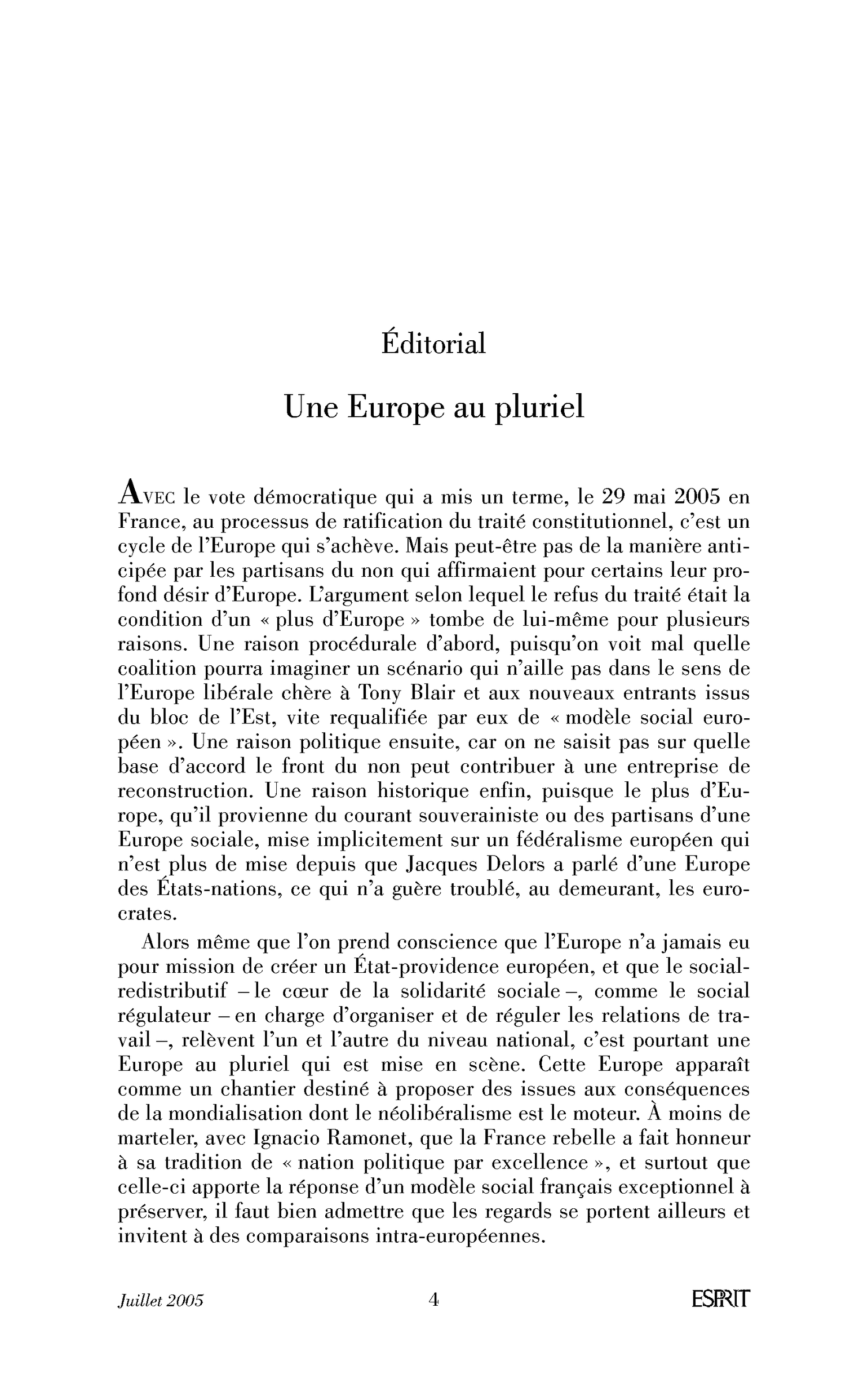 Une Europe au pluriel