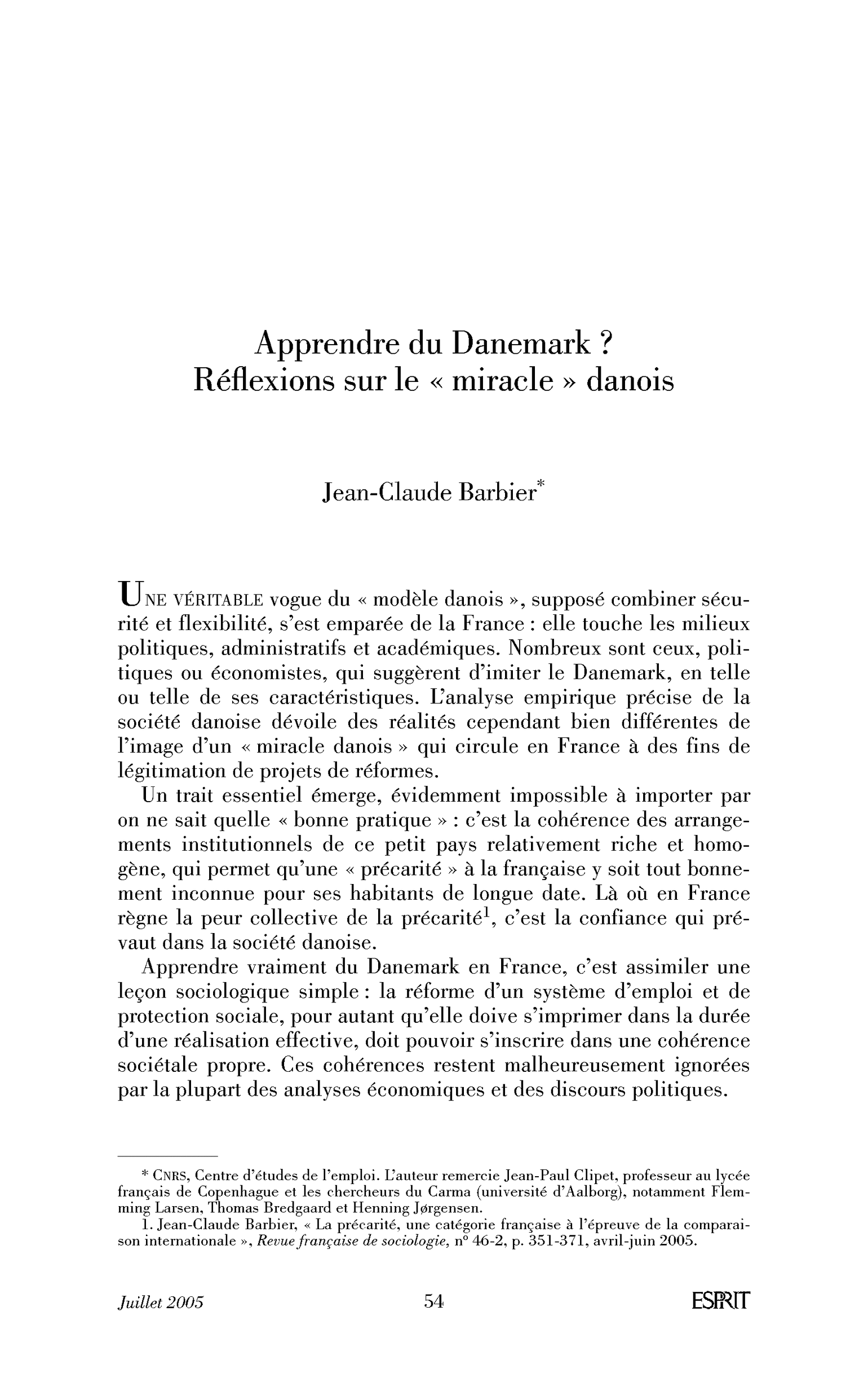 Apprendre du Danemark ? Réflexions sur le « miracle » danois