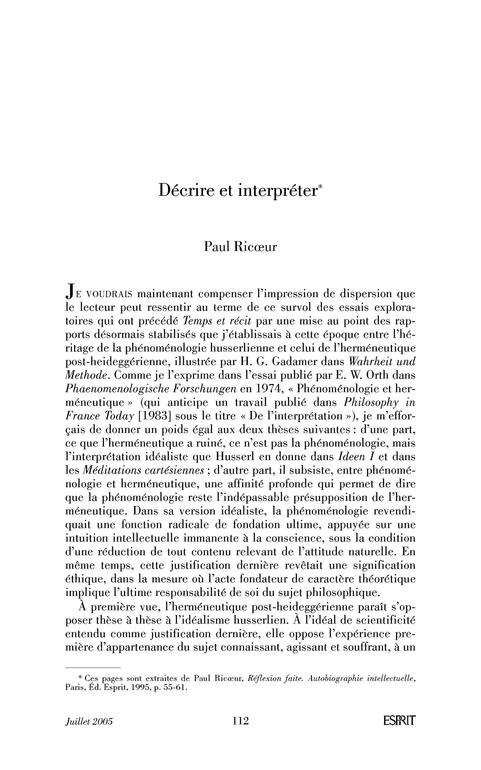 Décrire et interpréter