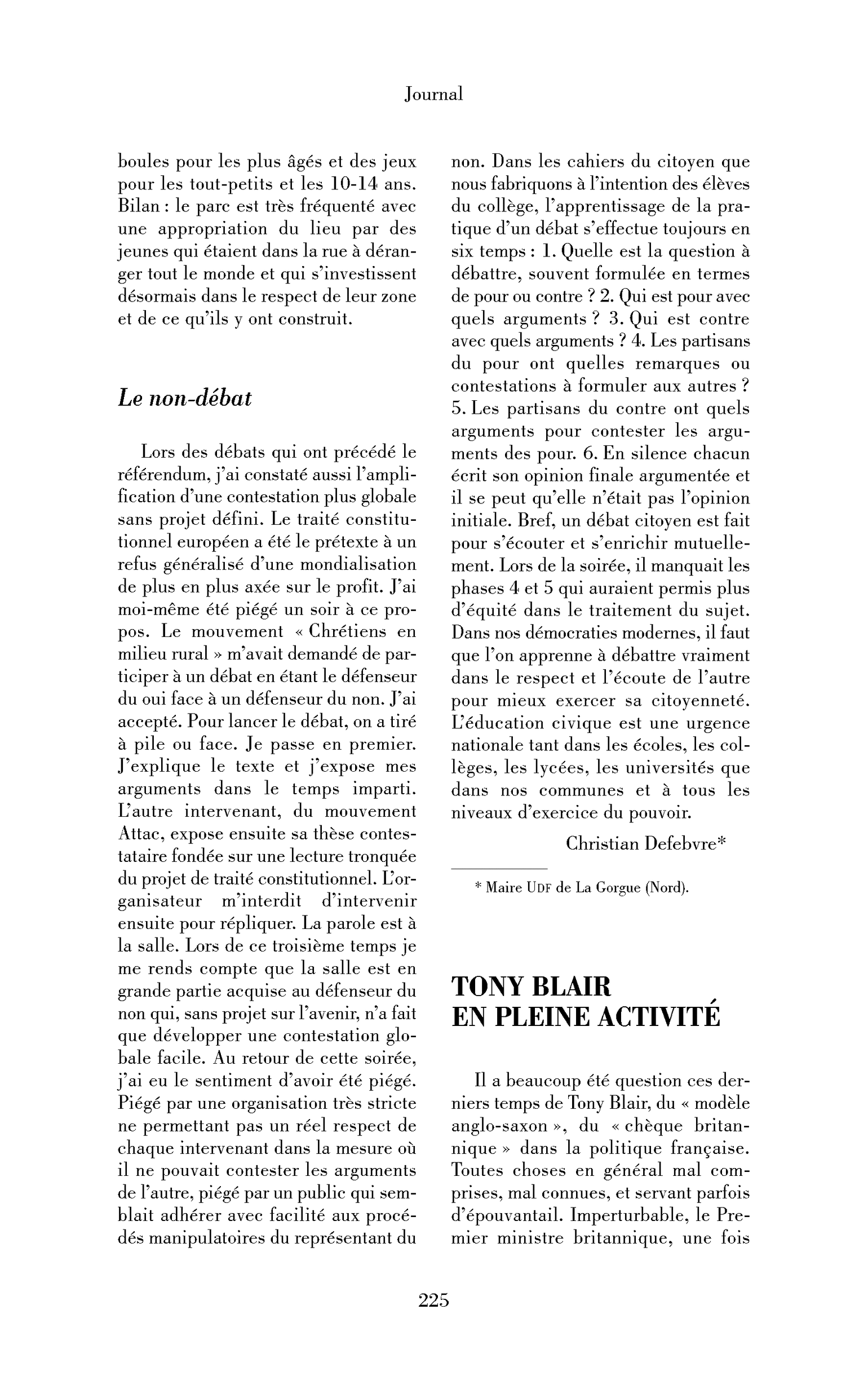 Tony Blair en pleine activité