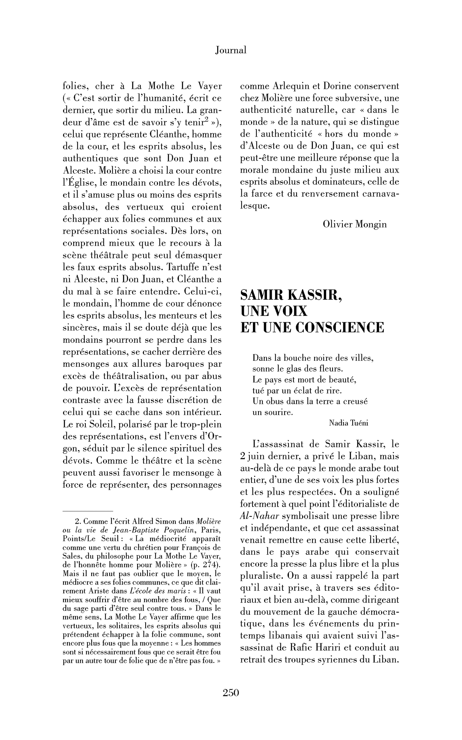 Samir Kassir, une voix et une conscience
