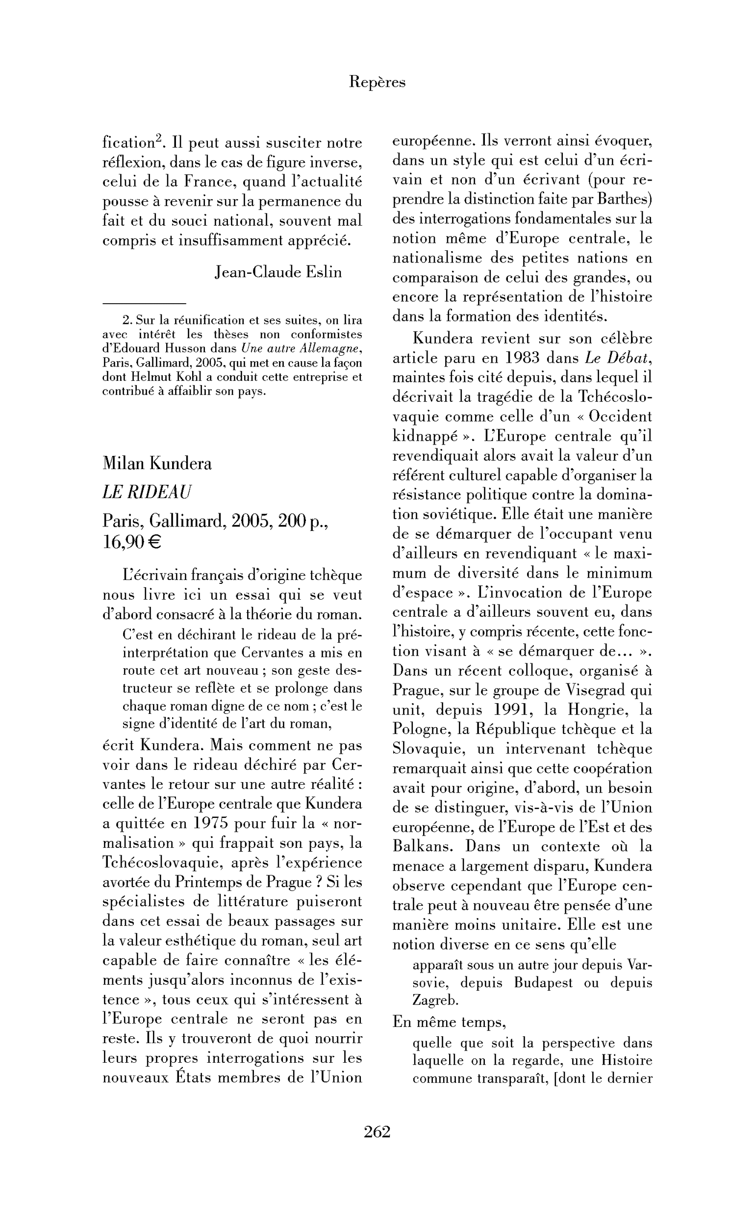 Milan Kundera: le Rideau