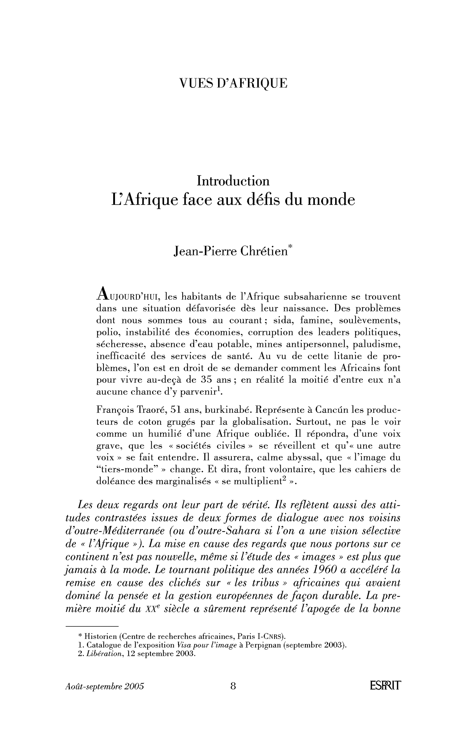 Introduction. L’Afrique face aux défis du monde