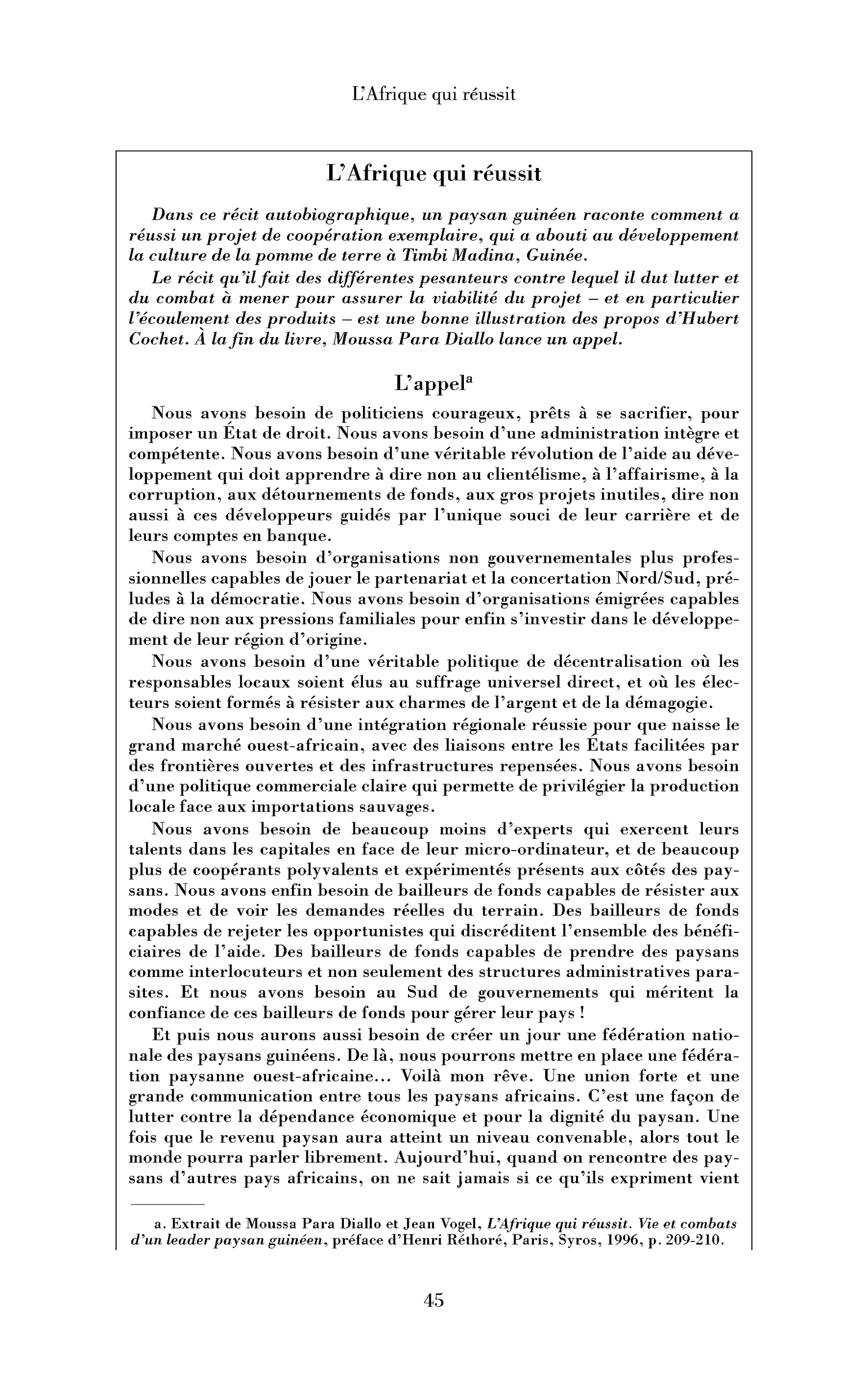 L’Afrique qui réussit. (Encadré)