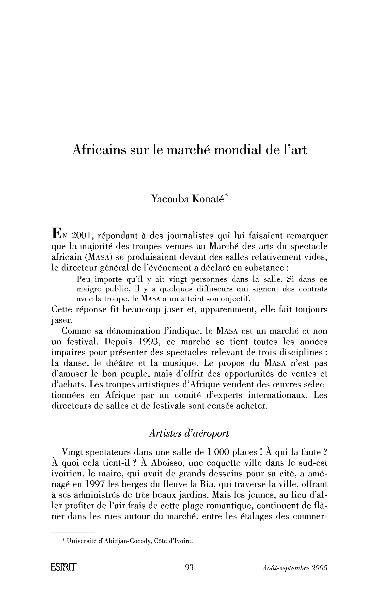 Africains sur le marché mondial de l’art