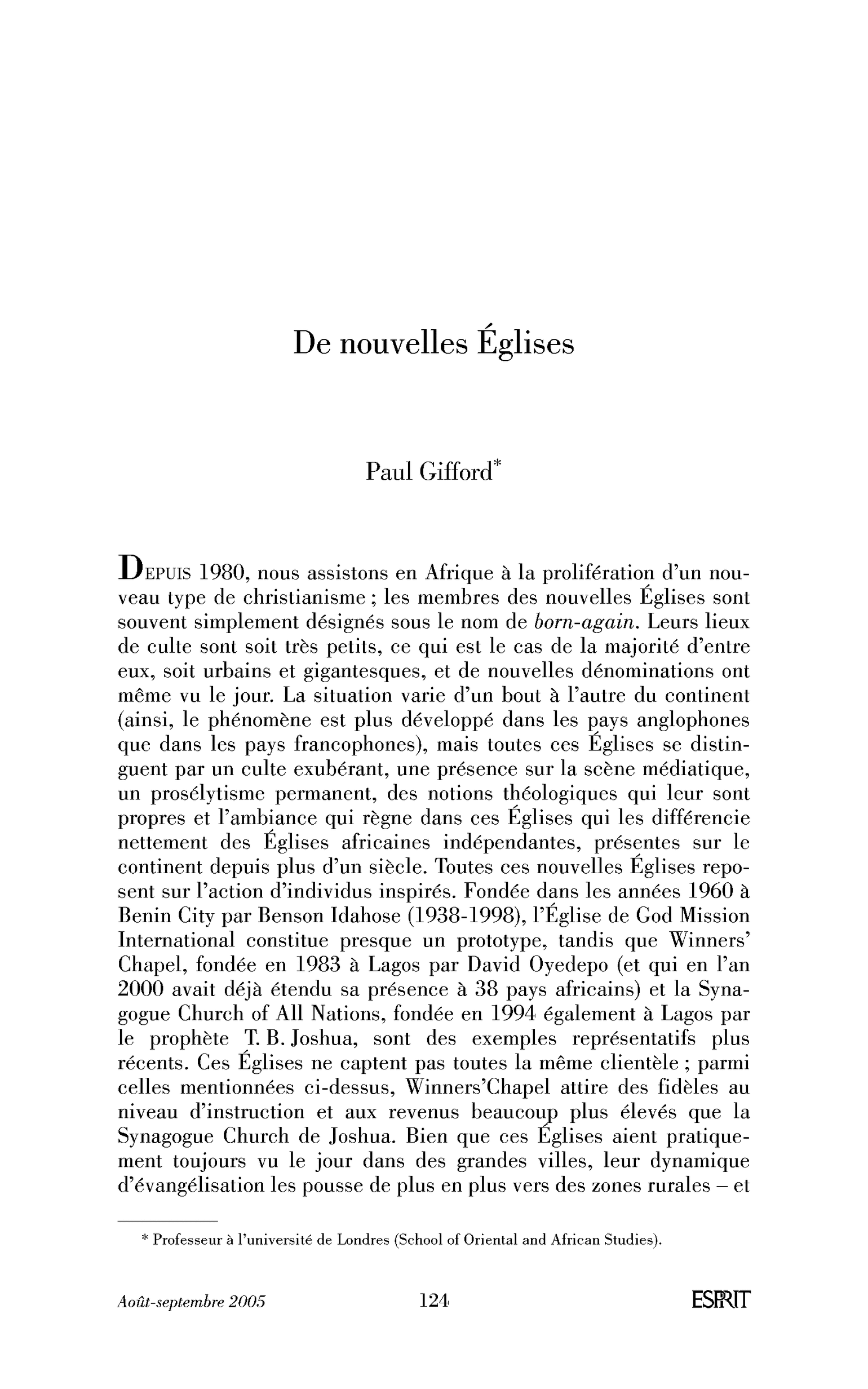 De nouvelles Églises