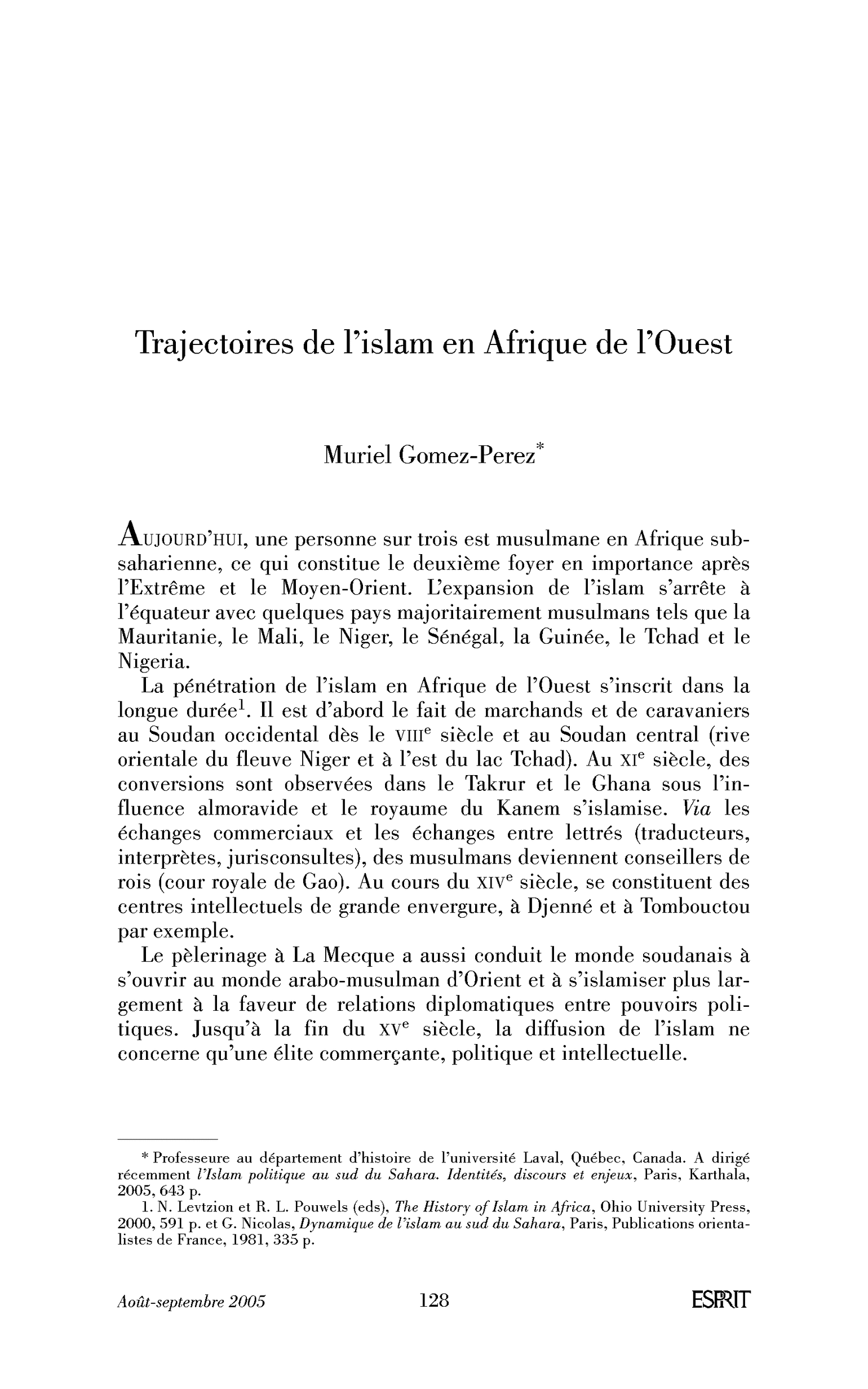 Trajectoires de l’islam en Afrique de l’Ouest