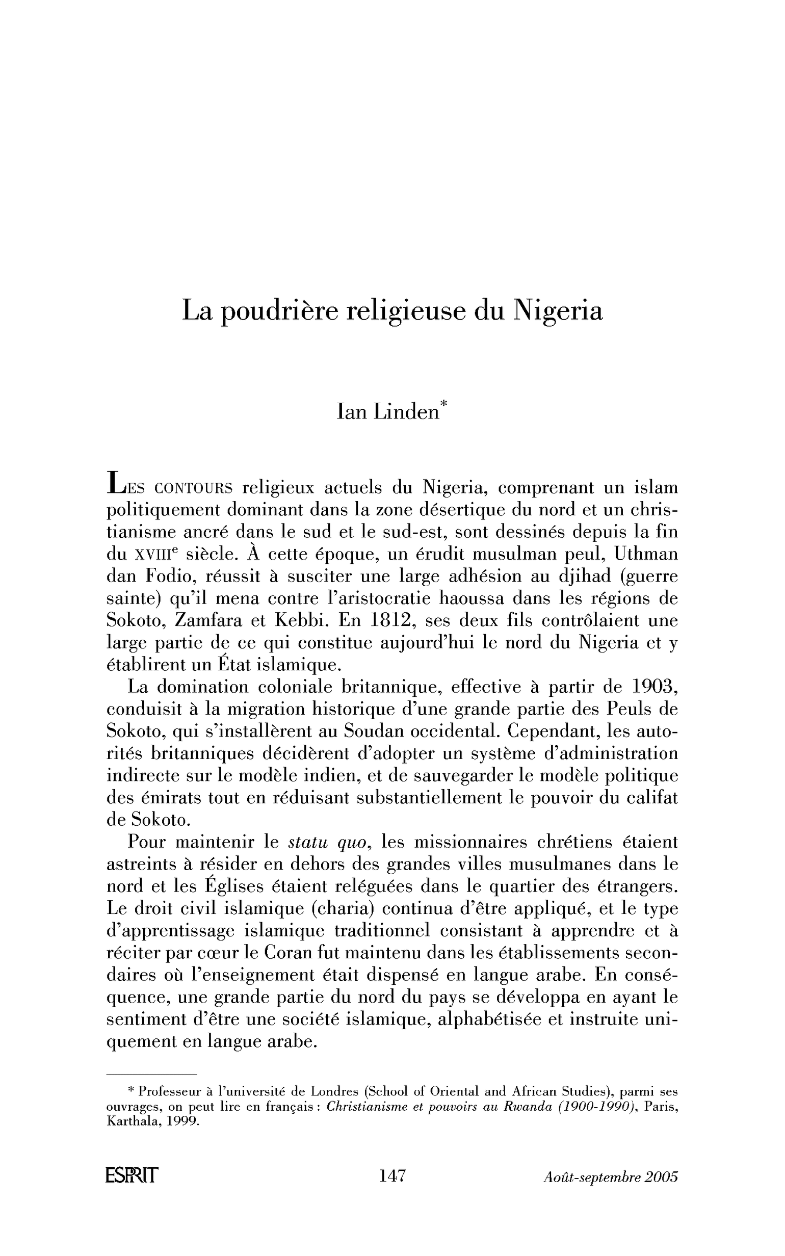La poudrière religieuse du Nigeria
