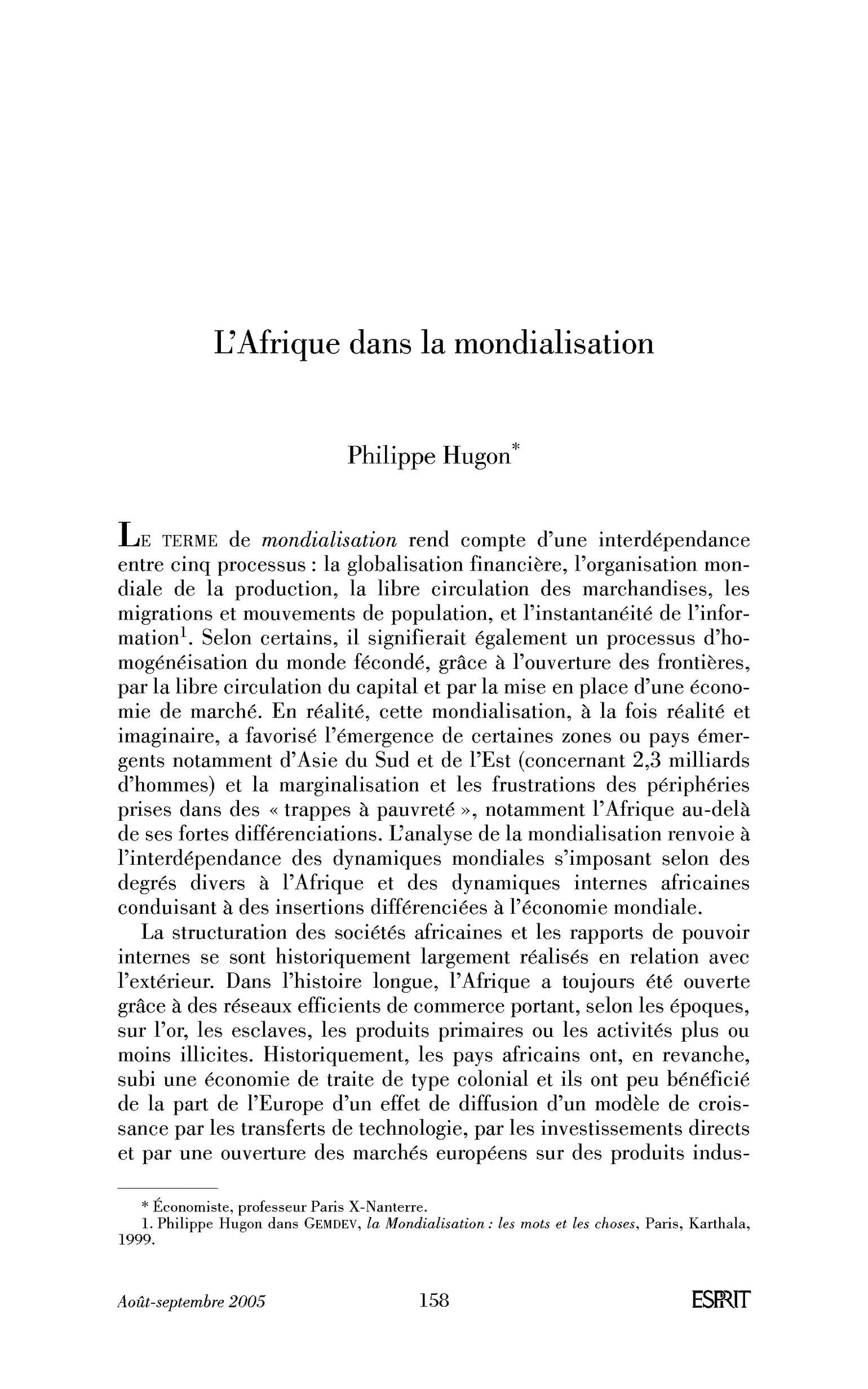 L’Afrique dans la mondialisation