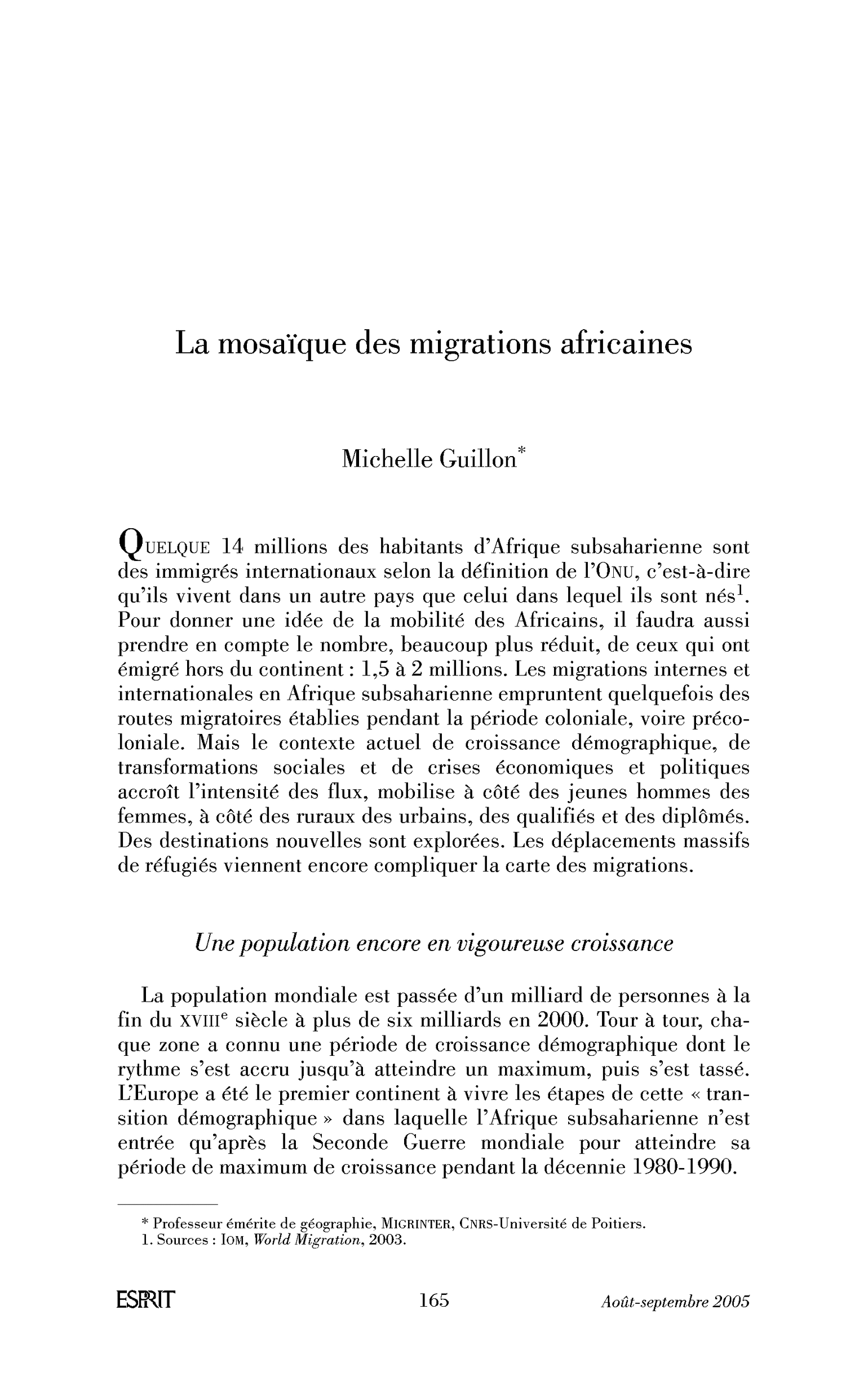 La mosaïque des migrations africaines