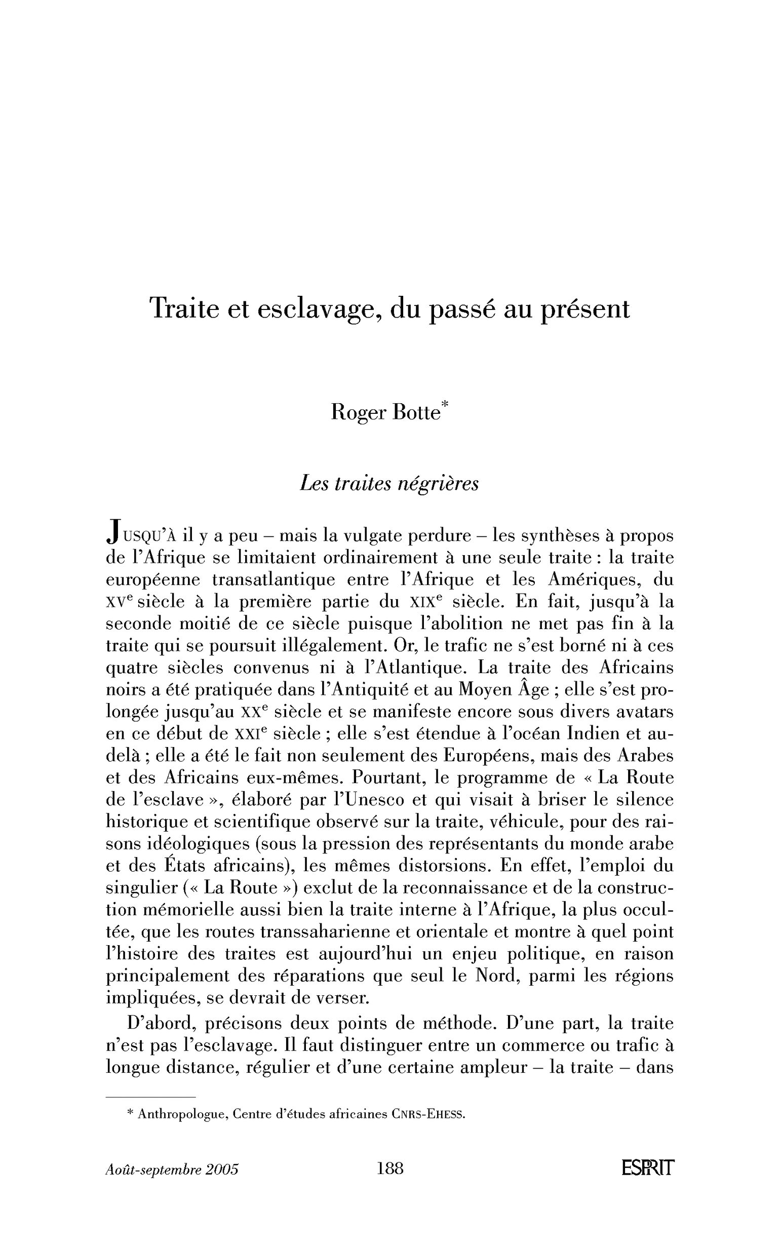 Traite et esclavage, du passé au présent