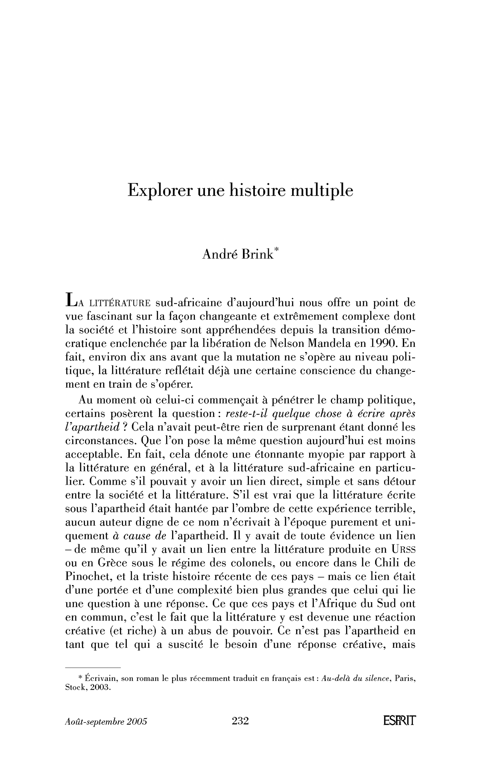 Explorer une histoire multiple