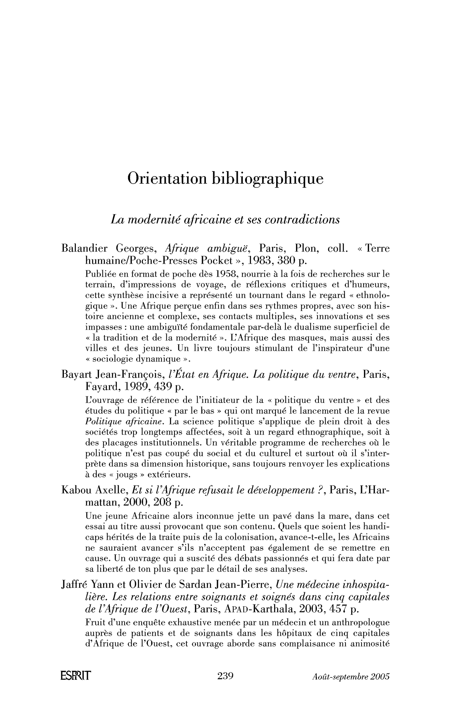 Orientation bibliographique