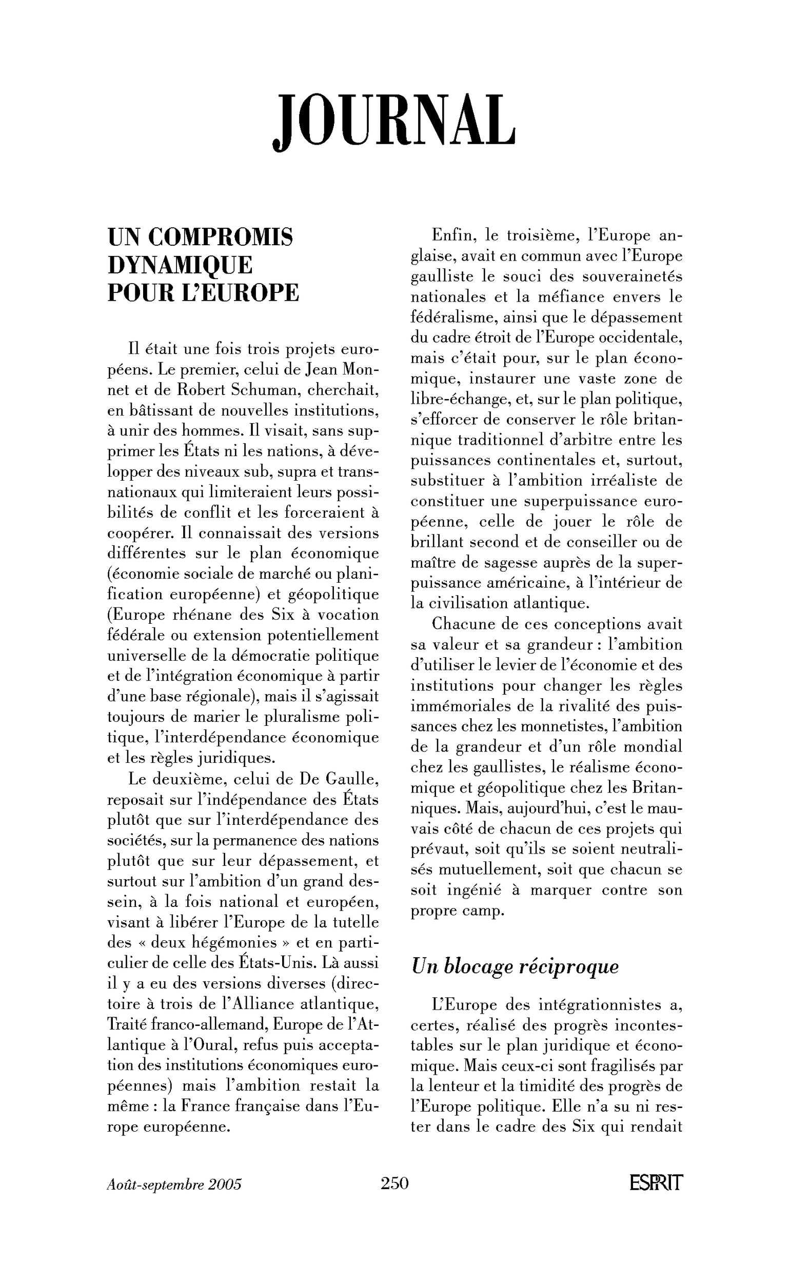 Un compromis dynamique pour l’Europe