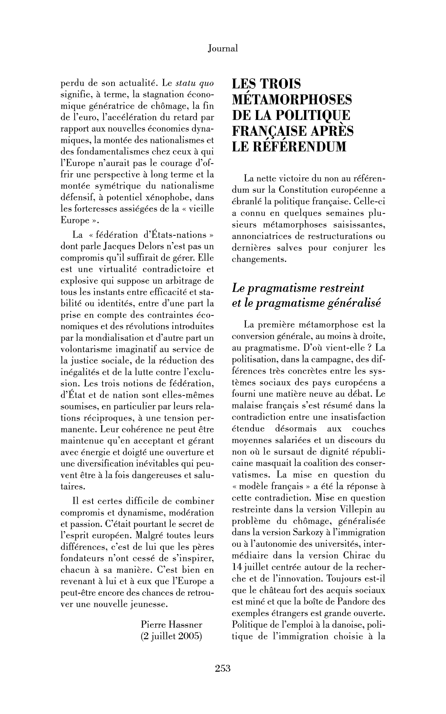 Les trois métamorphoses de la politique française après le référendum