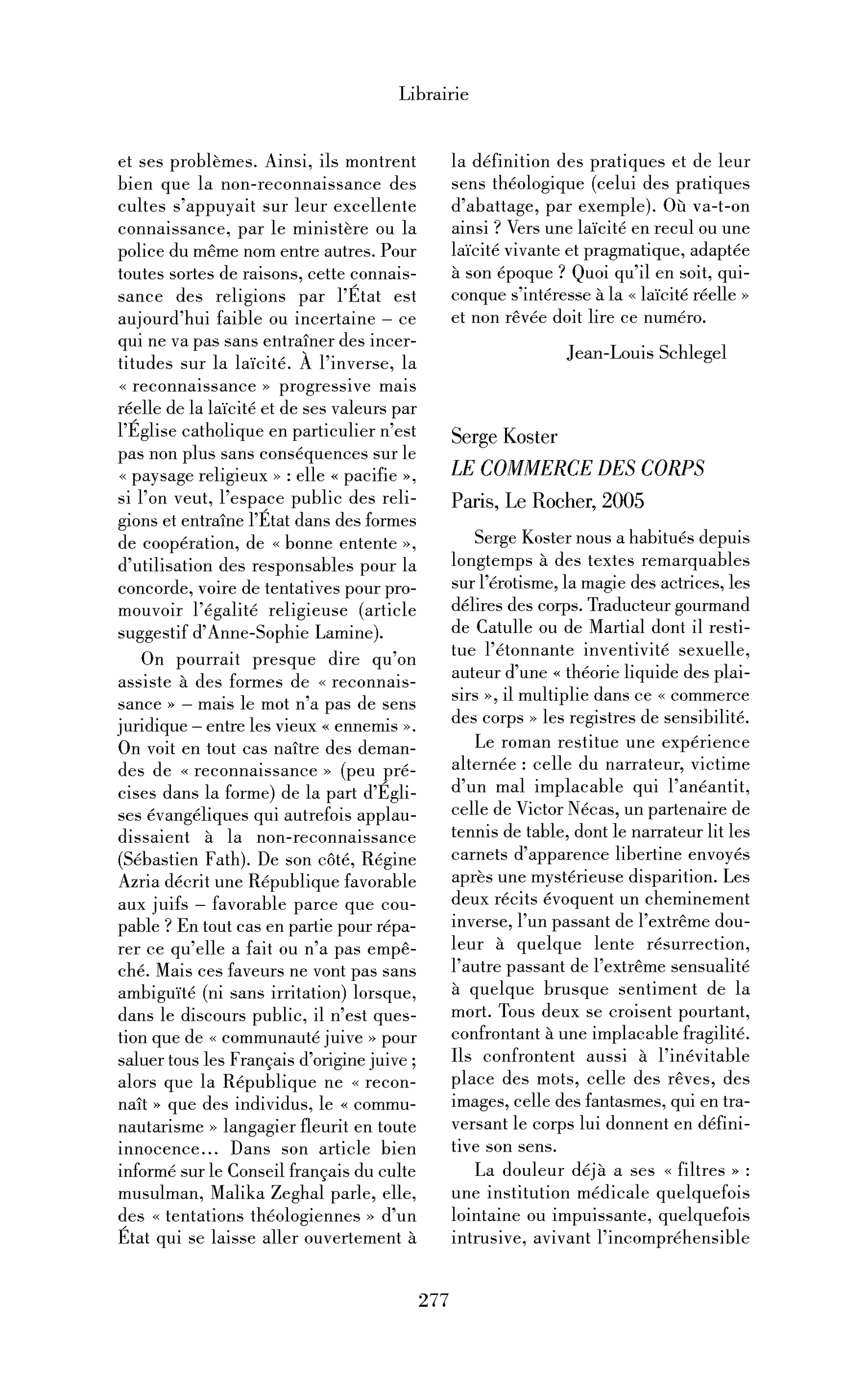 Serge Koster : le Commerce des corps
