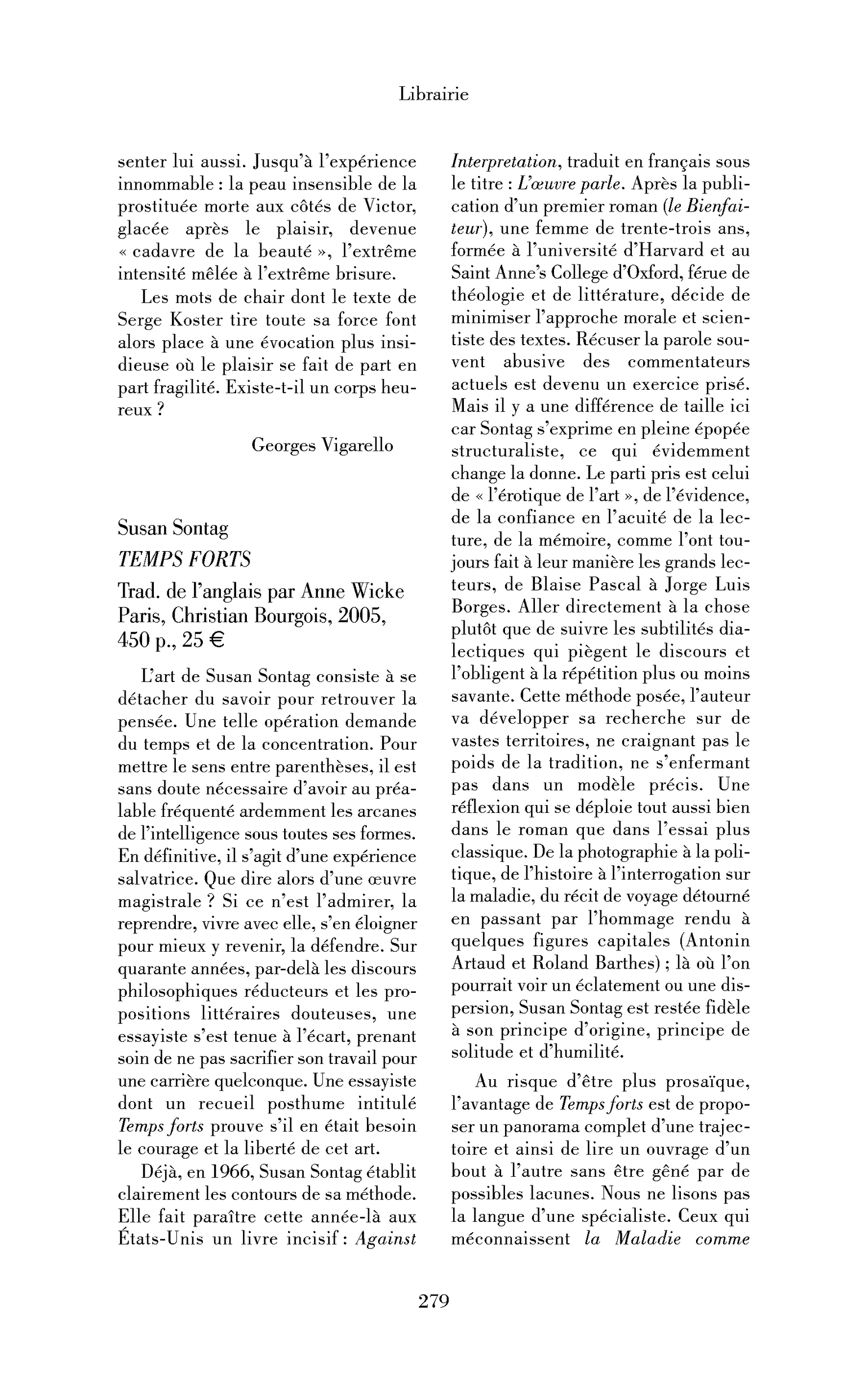 Susan Sontag : Temps forts